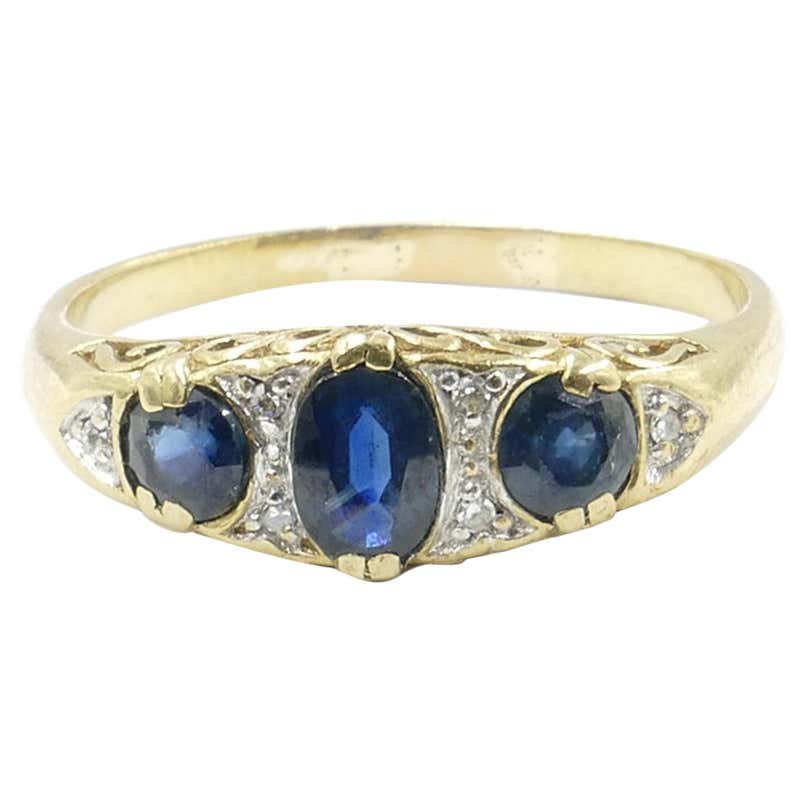 Sapphire And Diamond Gold Size 9 Rings - For Sale on 1stDibs | white