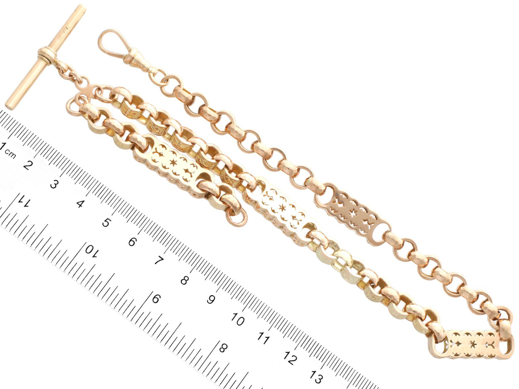 Antique 9 Carat Yellow Gold Watch Chain For Sale 3
