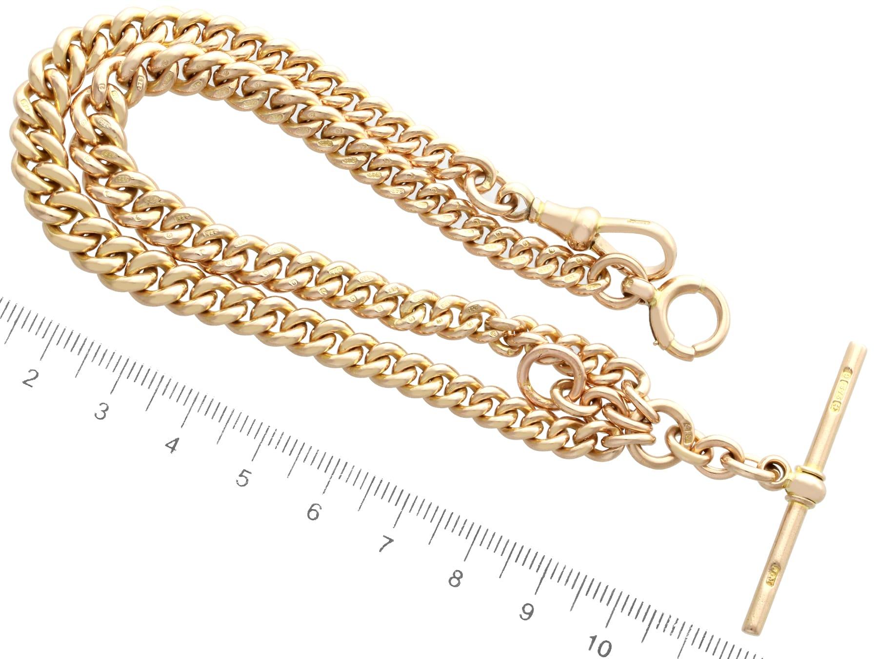 Antique 9 ct Yellow Gold Double Albert Watch Chain In Excellent Condition For Sale In Jesmond, Newcastle Upon Tyne