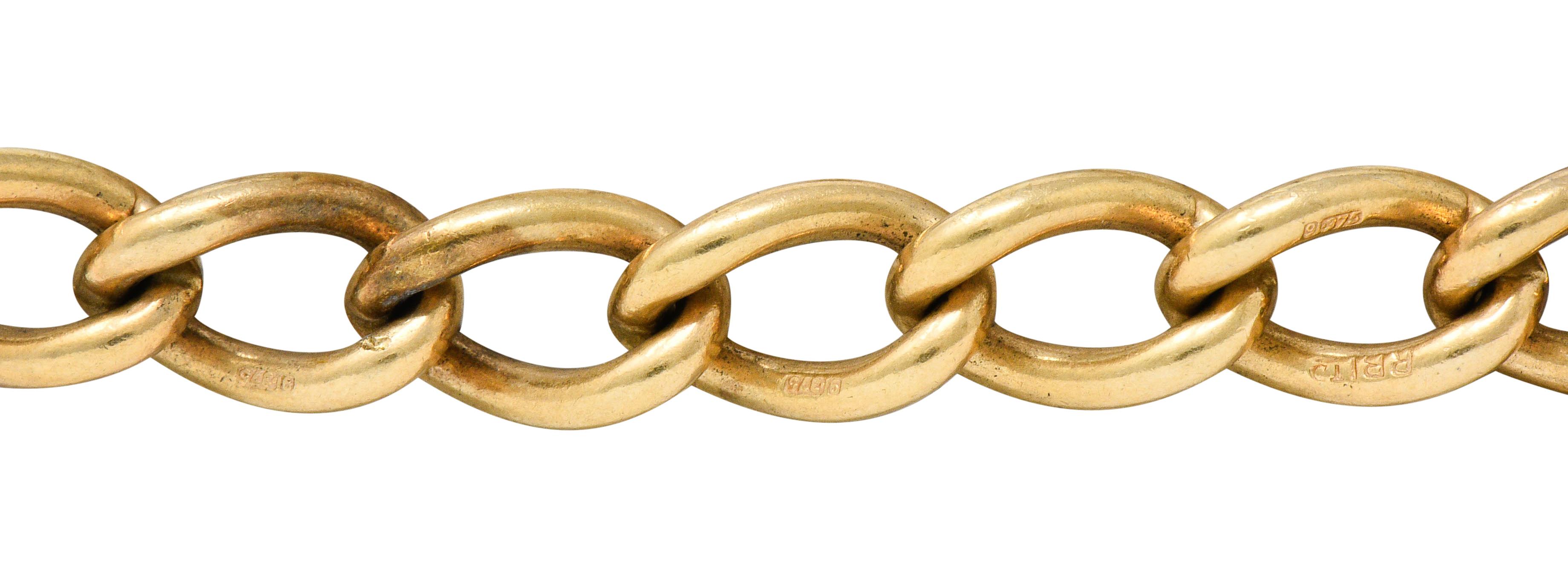 Antikes 9 Karat Gold Britisches Herz Vorhängeschloss Charm Armband 4