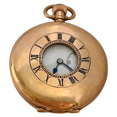 Antique 9 Karat Gold Dennison Case Half Hunter Pocket Watch