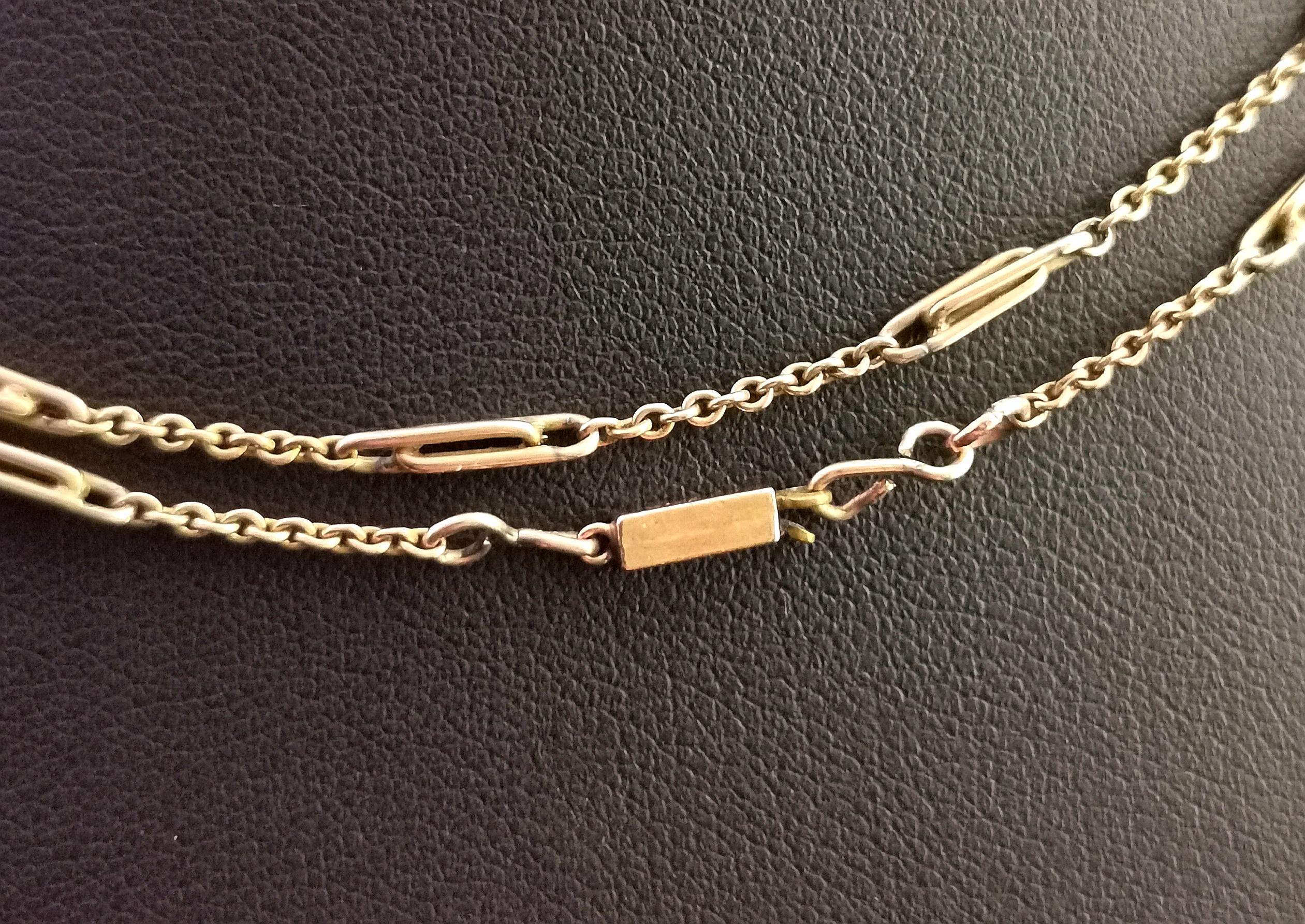 Antique 9 Karat Gold Fancy Link Chain Necklace, Edwardian 6