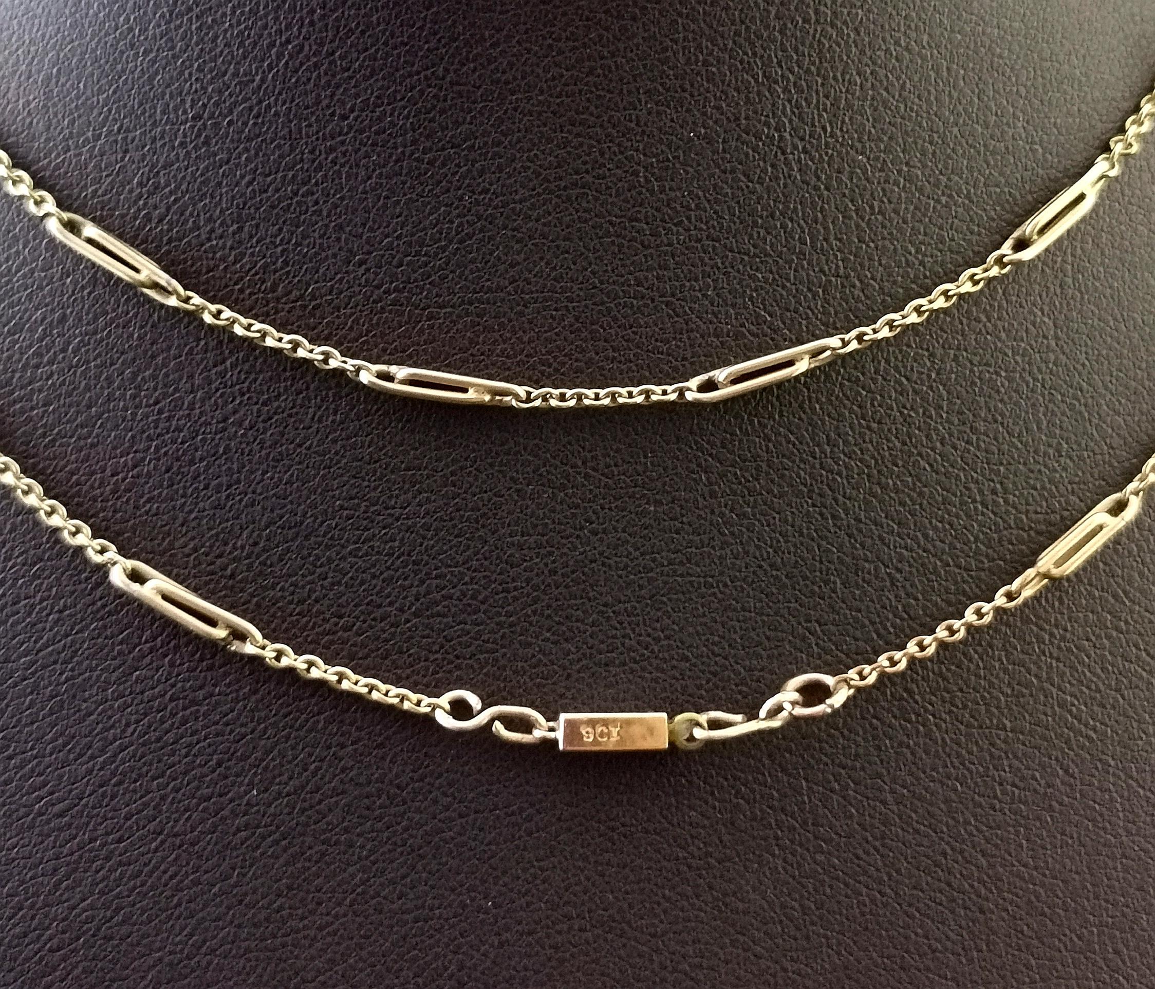 Antique 9 Karat Gold Fancy Link Chain Necklace, Edwardian 7