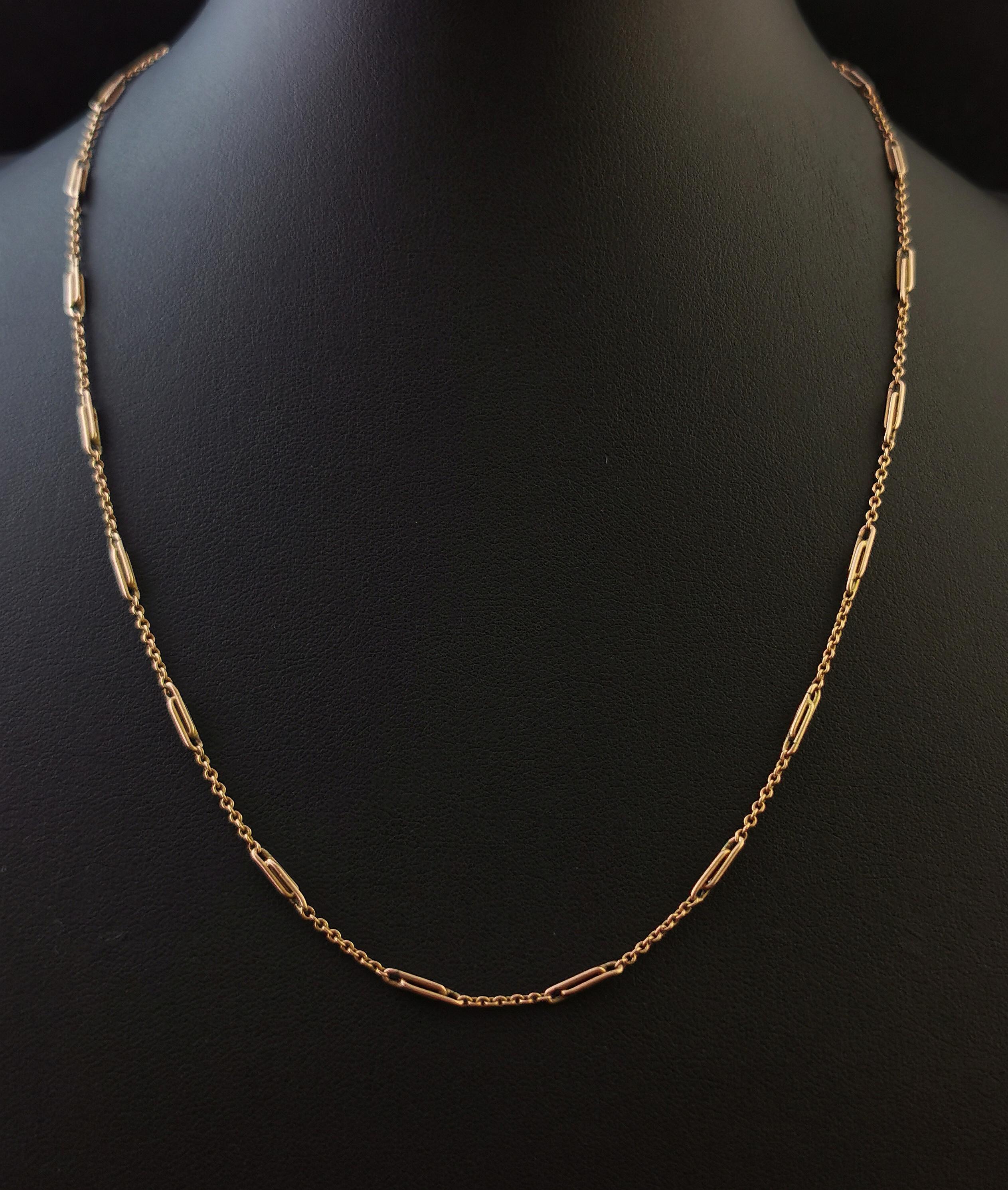 Women's Antique 9 Karat Gold Fancy Link Chain Necklace, Edwardian