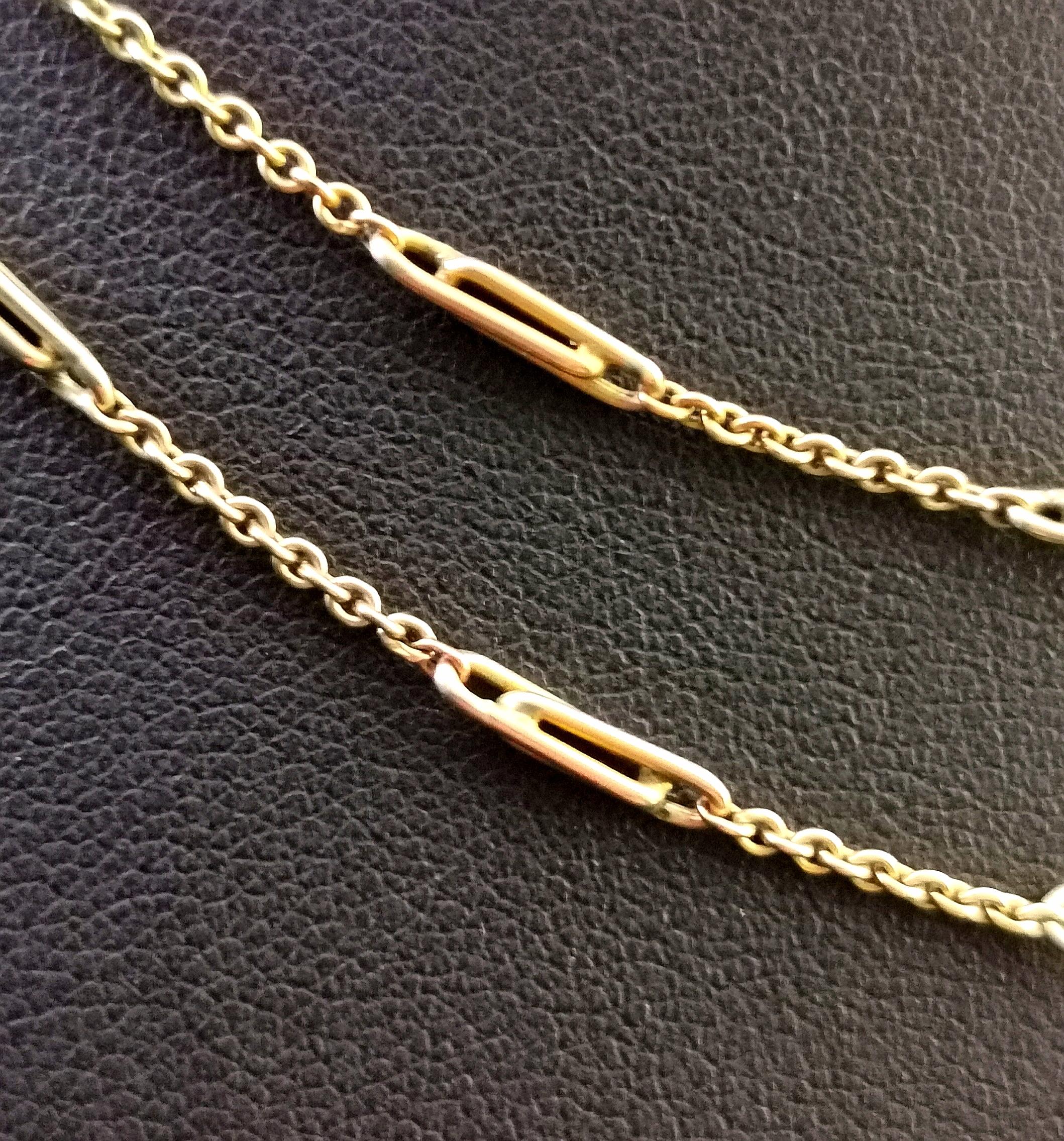 Antique 9 Karat Gold Fancy Link Chain Necklace, Edwardian 1