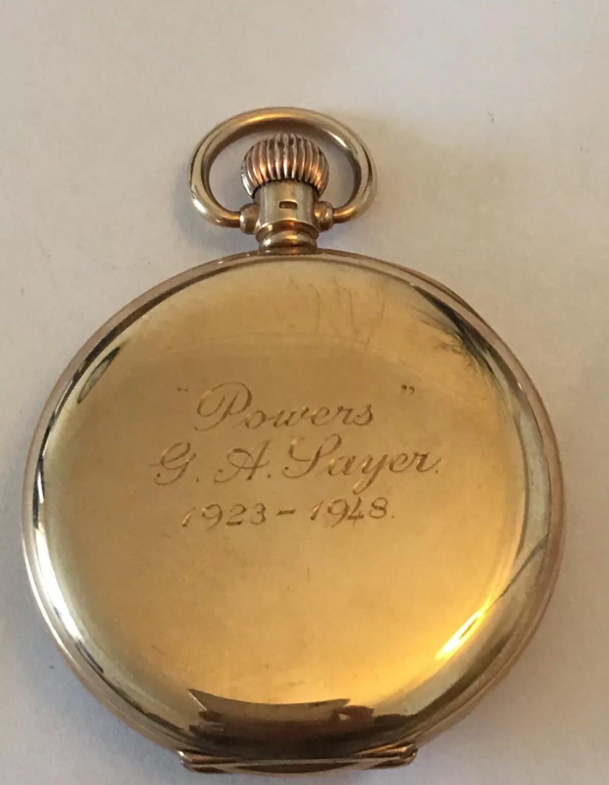 Antique 9 Karat Gold Keyless Half Hunter Dennison Case Pocket Watch For Sale 5