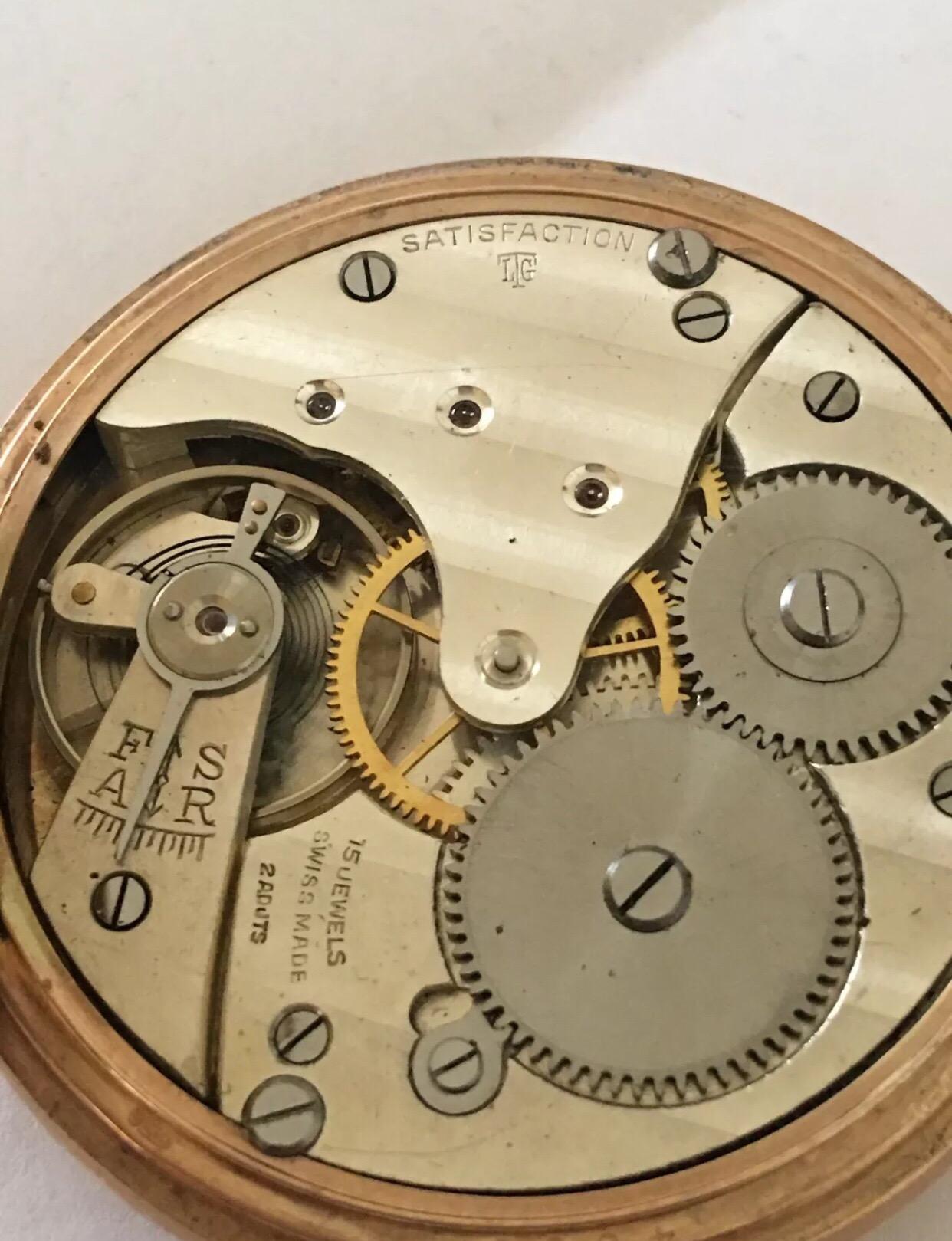Antique 9 Karat Gold Keyless Half Hunter Dennison Case Pocket Watch For Sale 4
