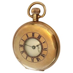 Antique 9 Karat Gold Keyless Half Hunter Dennison Case Pocket Watch