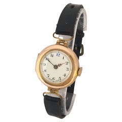Antike antike 9 Karat Gold Damen Mechanische Trench-Uhr