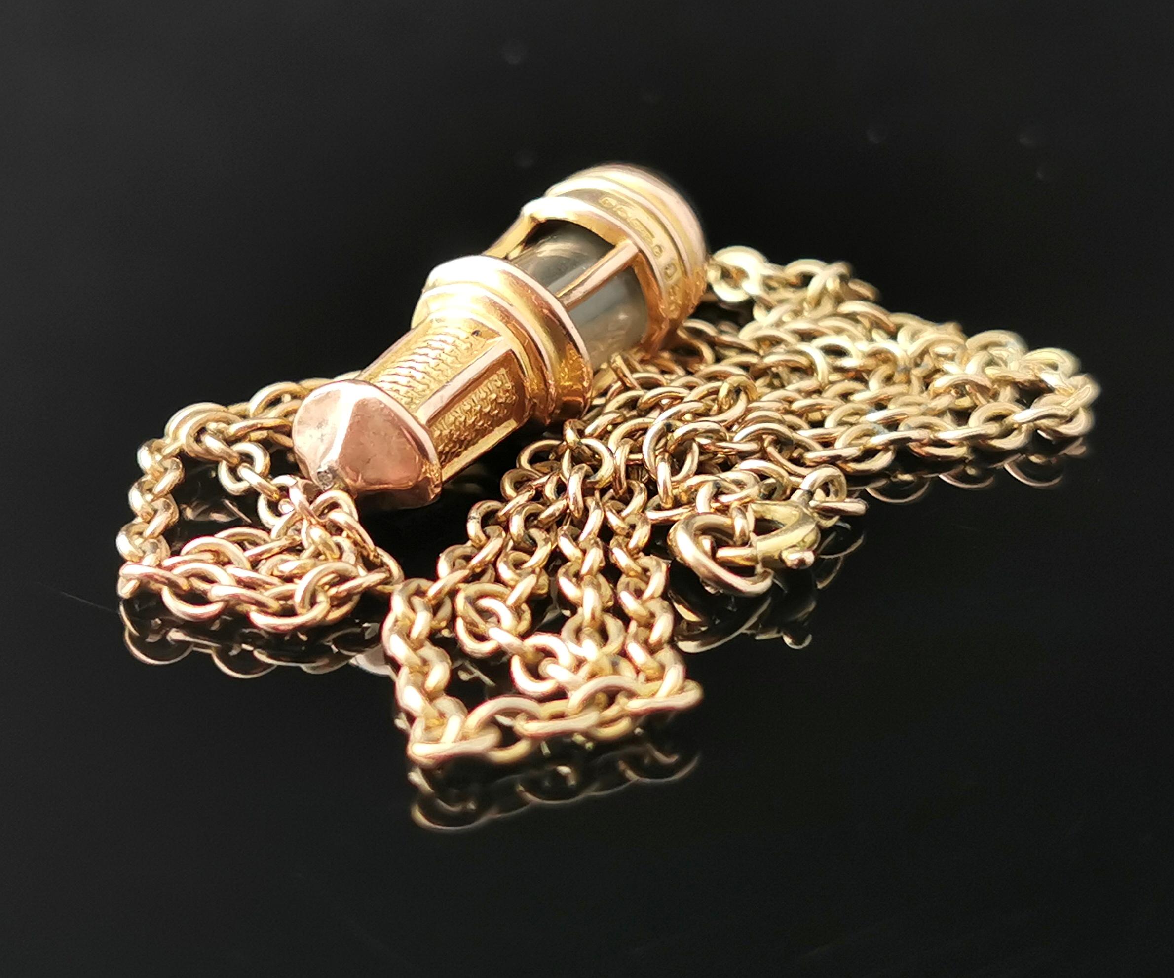 Cabochon Antique 9 Karat Gold Miners Lamp Pendant, Seal, Gold Necklace