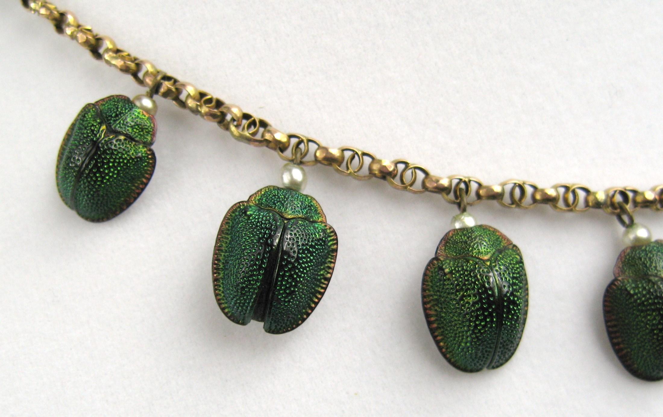 gold beetle necklace