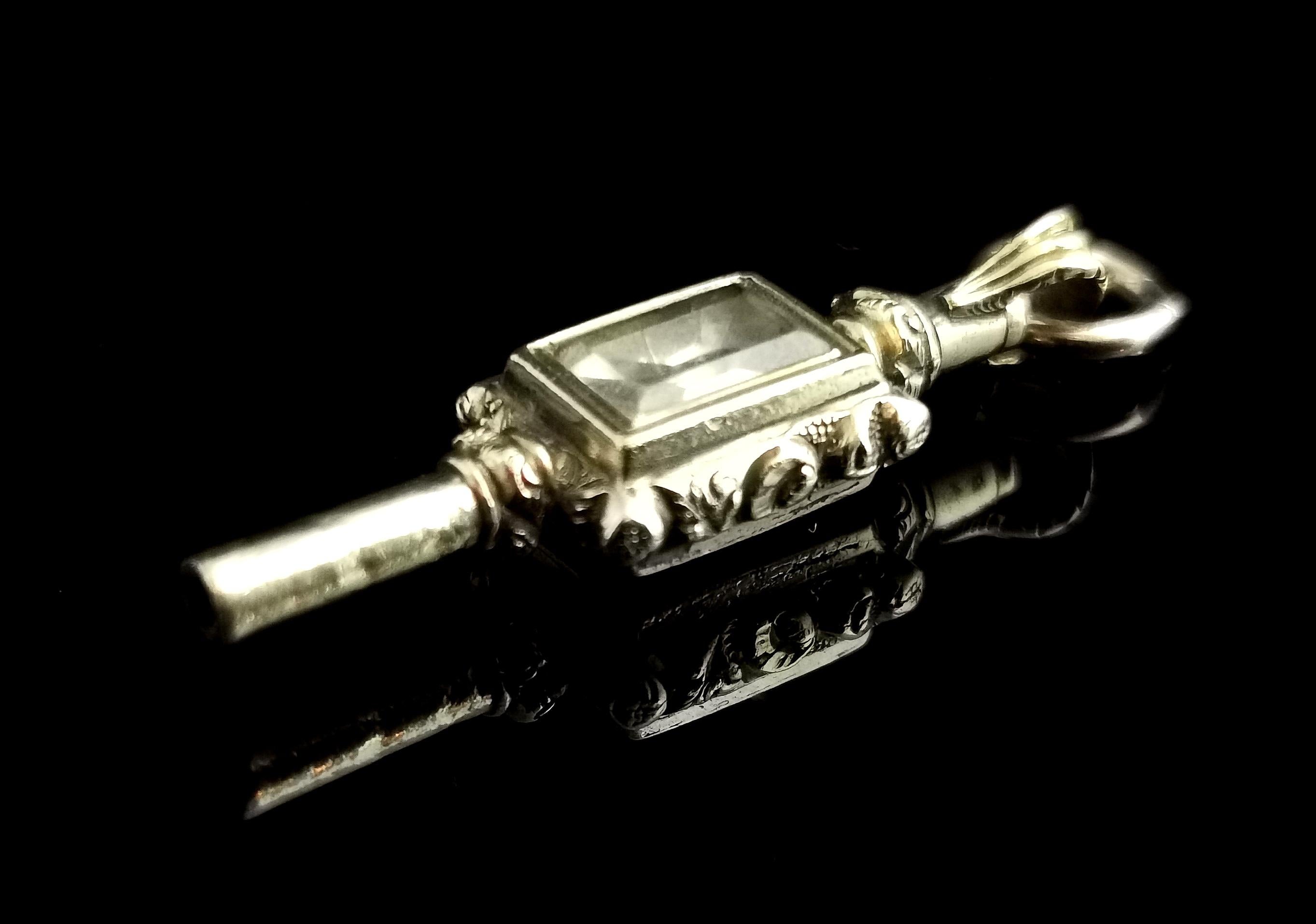 Antique 9 Karat Gold Watch Key Pendant, Victorian 11