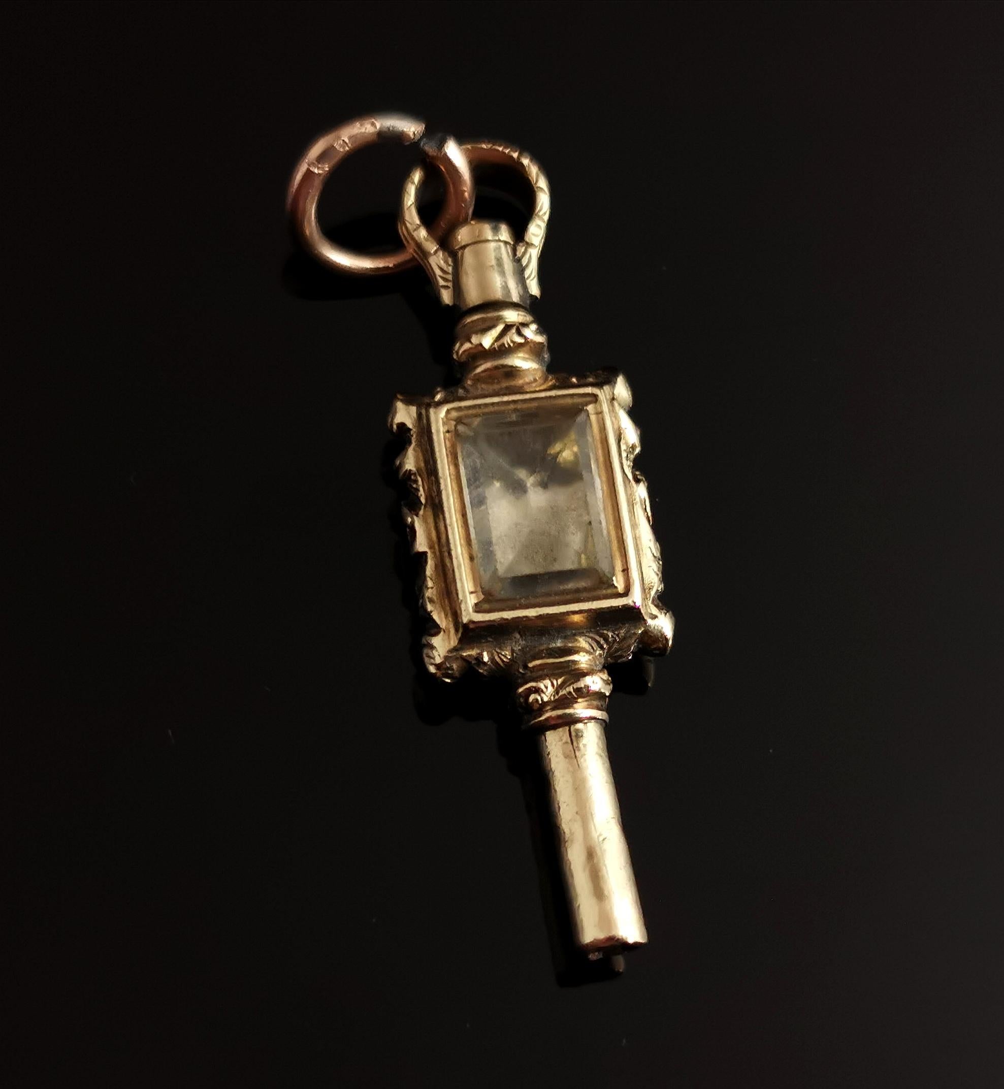 Antique 9 Karat Gold Watch Key Pendant, Victorian 13