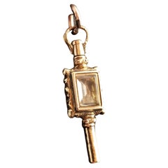 Antique 9 Karat Gold Watch Key Pendant, Victorian