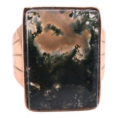 Antique 9 Karat Moss Agate Ring