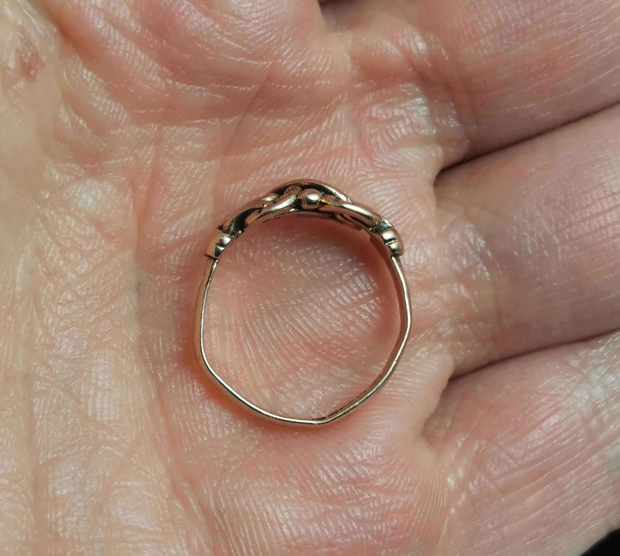 Antique 9 Karat Rose Gold Lovers Knot Ring 7