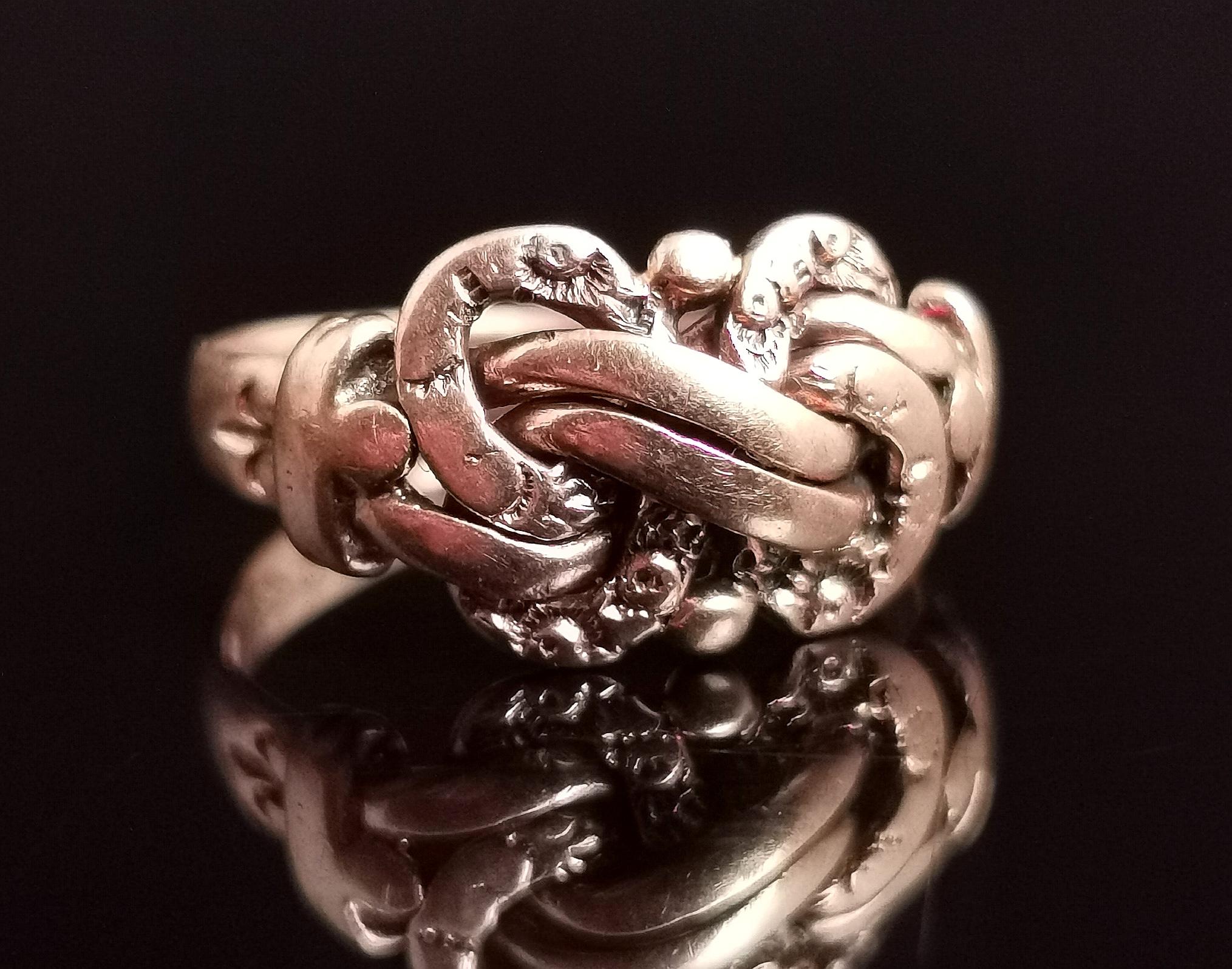 Art Deco Antique 9 Karat Rose Gold Lovers Knot Ring
