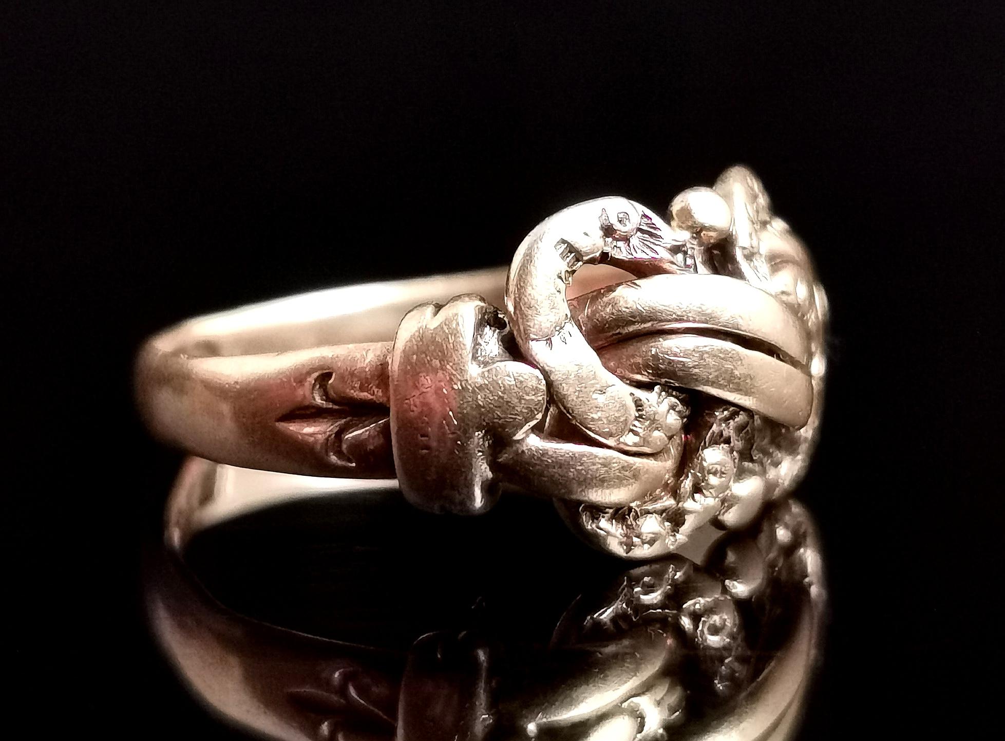 Antique 9 Karat Rose Gold Lovers Knot Ring 3
