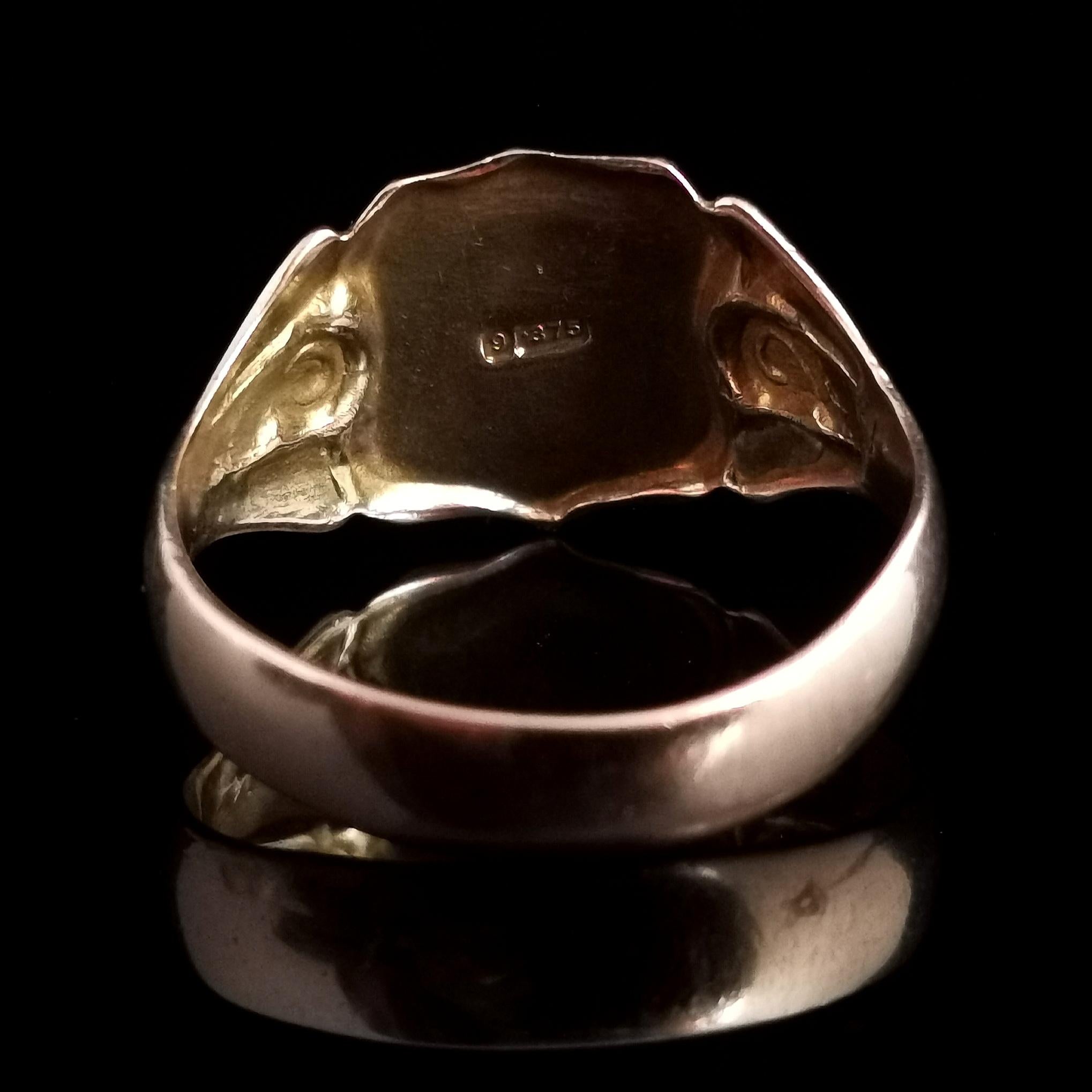 Men's Antique 9 Karat Rose Gold Signet Ring, Monogrammed
