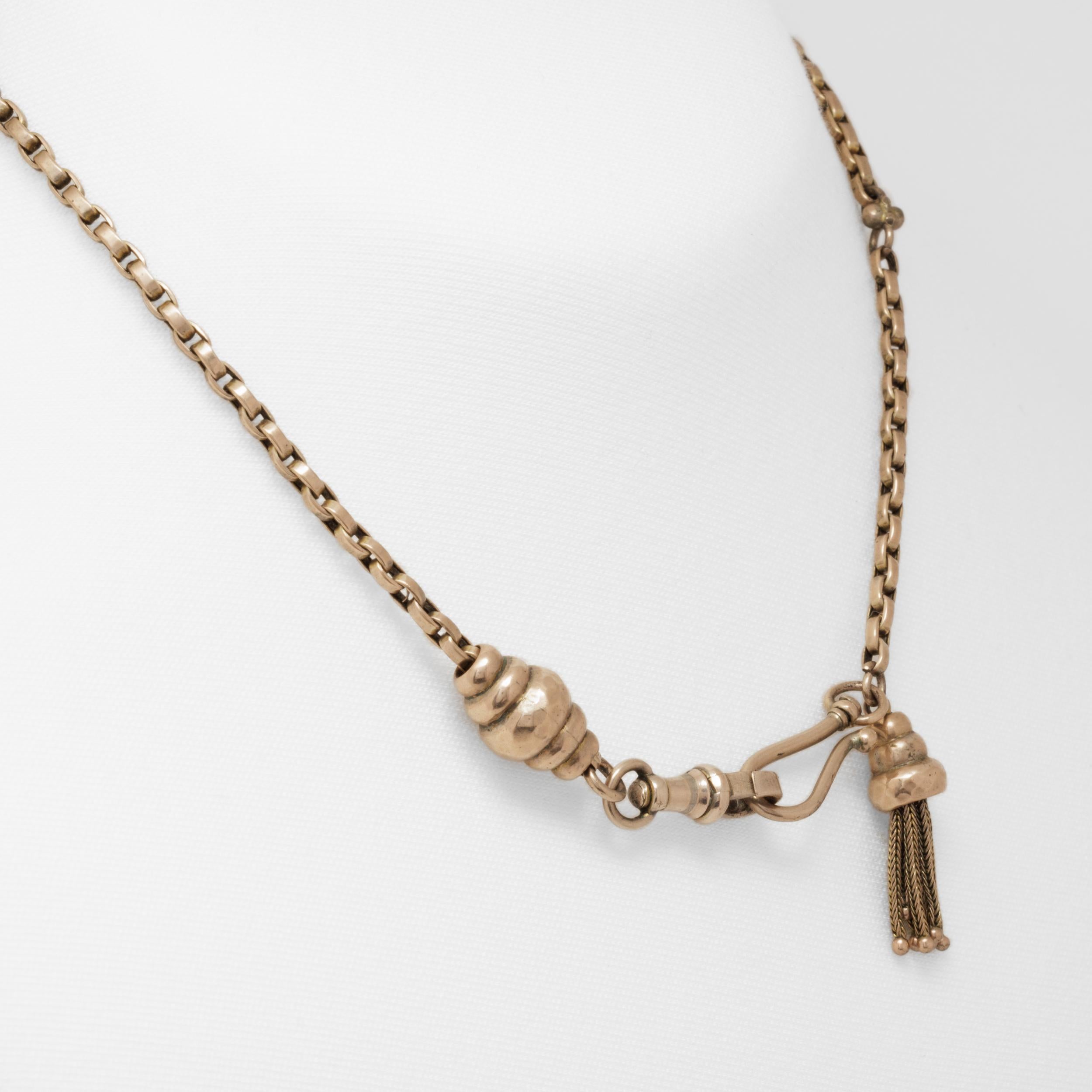 Women's or Men's Antique 9 Karat Solid Watch Chain Necklace For Sale