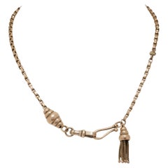 Collar antiguo de cadena de reloj maciza de 9 quilates