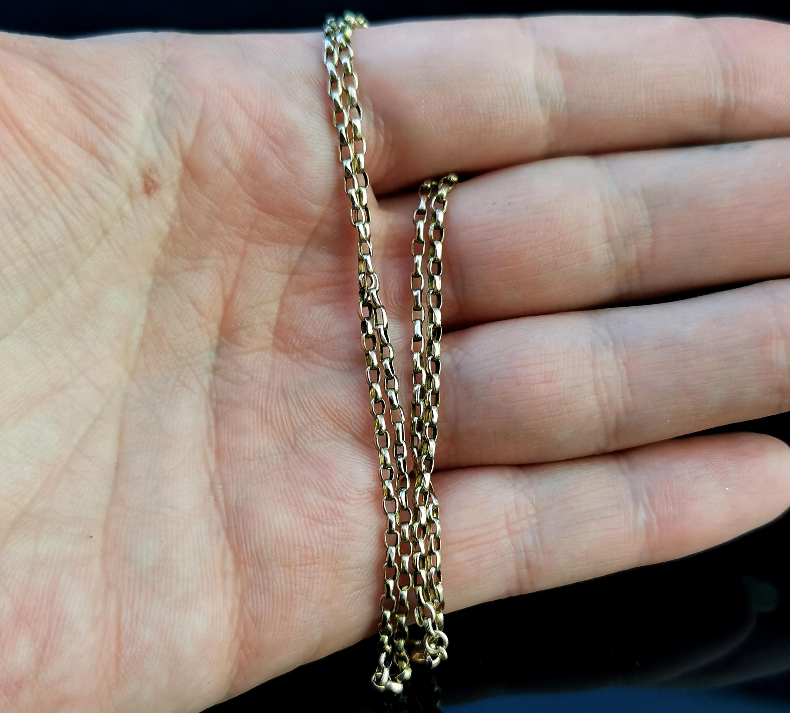 Antique 9 Karat Yellow Gold Belcher Link Chain Necklace, Edwardian  6