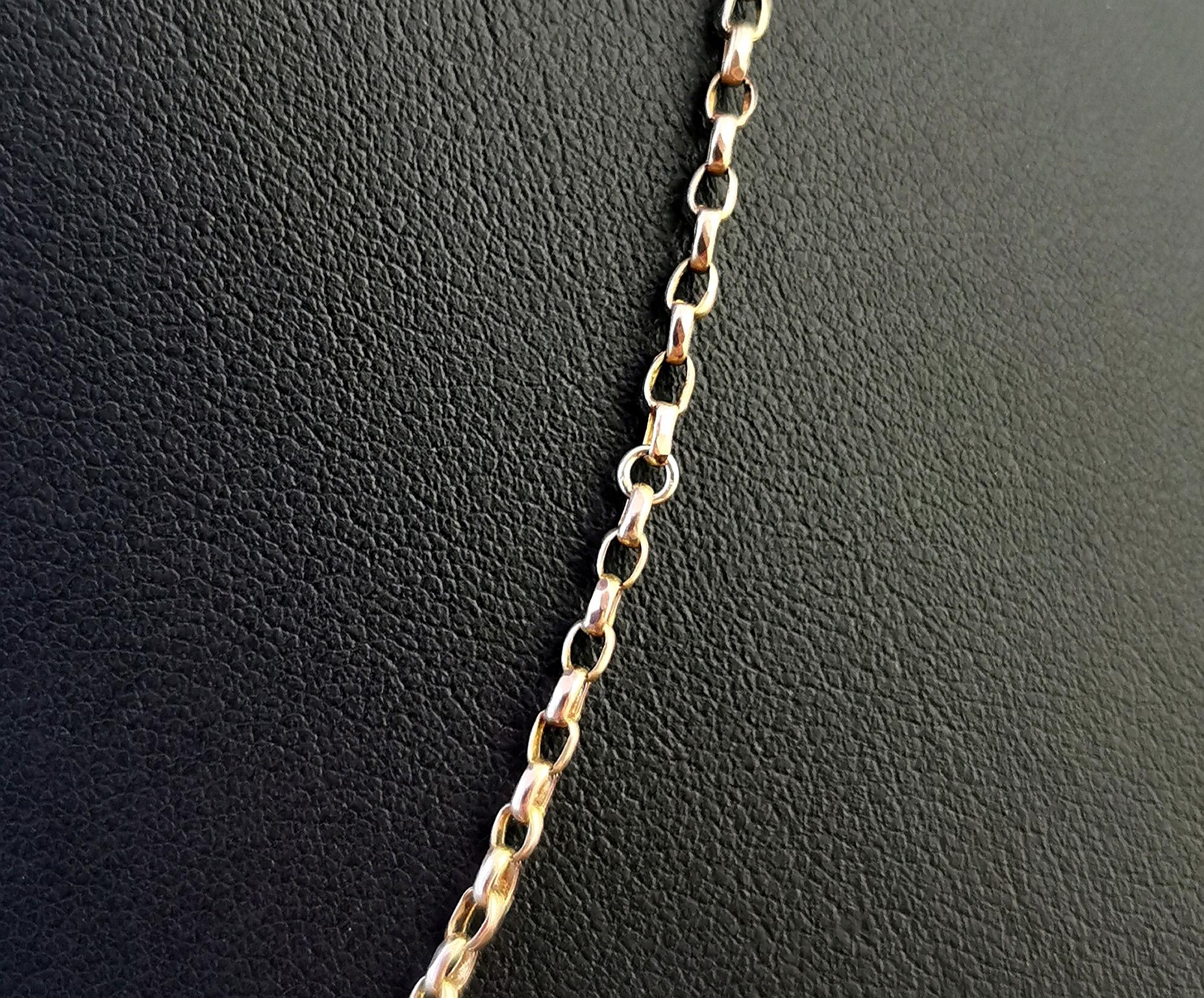 Antique 9 Karat Yellow Gold Belcher Link Chain Necklace, Edwardian  1
