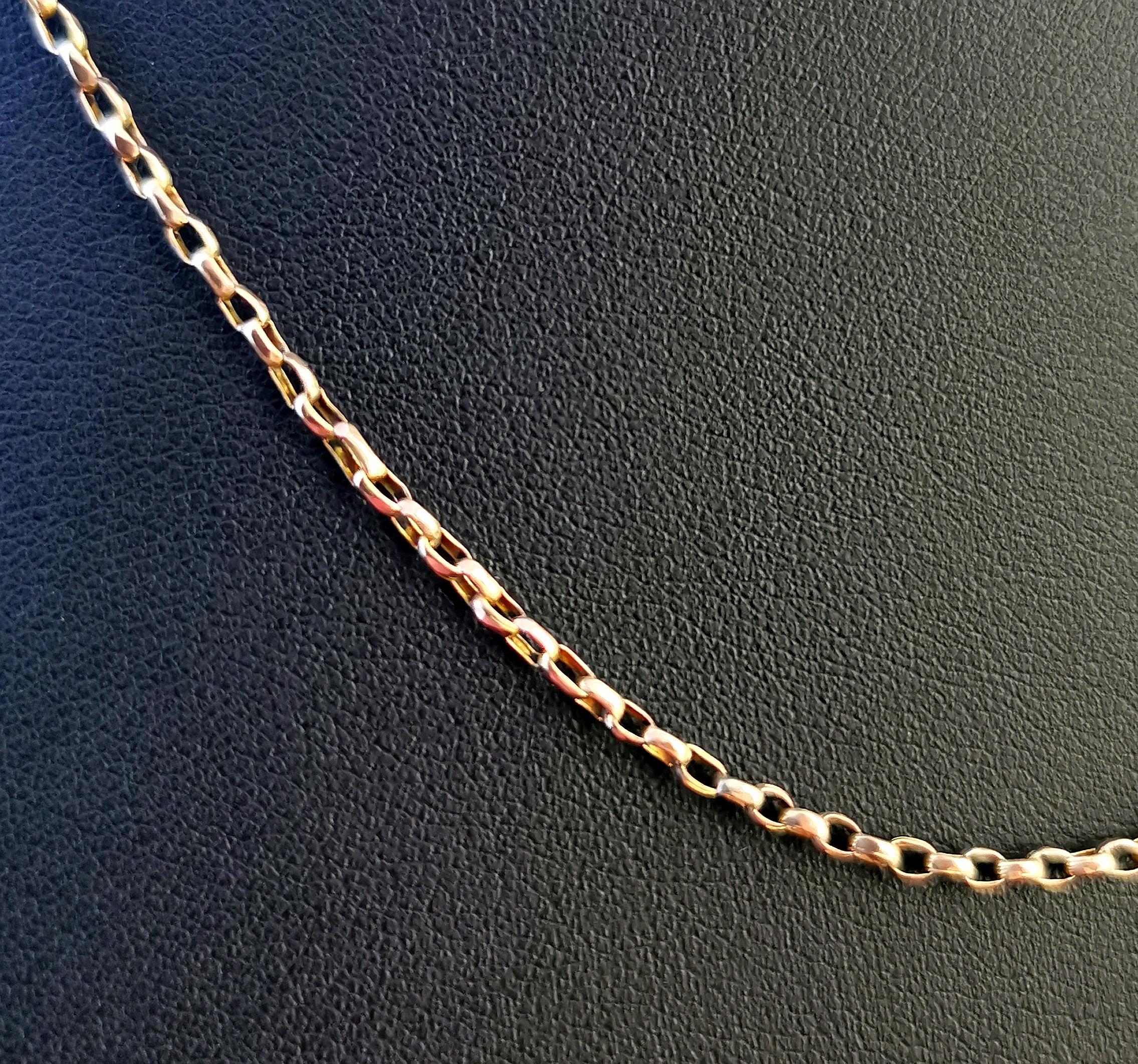 Antique 9 Karat Yellow Gold Belcher Link Chain Necklace, Edwardian  2