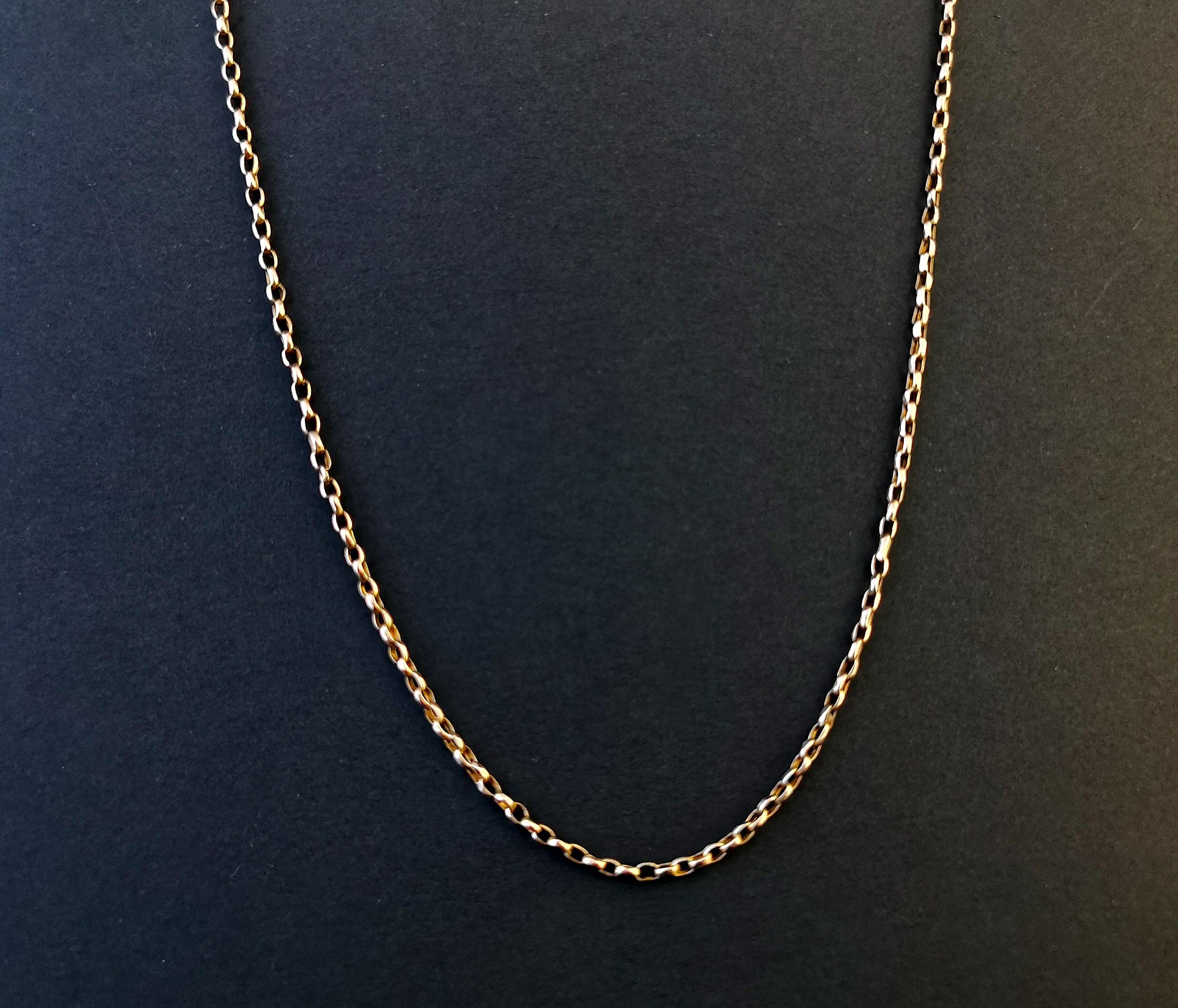 Antique 9 Karat Yellow Gold Belcher Link Chain Necklace, Edwardian  3