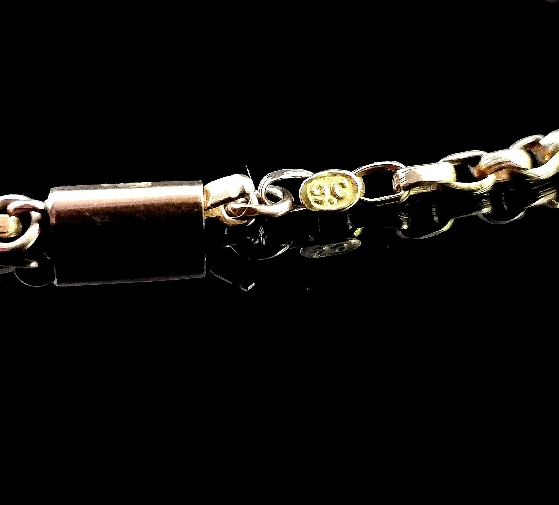 Antique 9 Karat Yellow Gold Belcher Link Chain Necklace, Edwardian  5