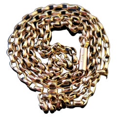 Antique 9 Karat Yellow Gold Belcher Link Chain Necklace, Edwardian 