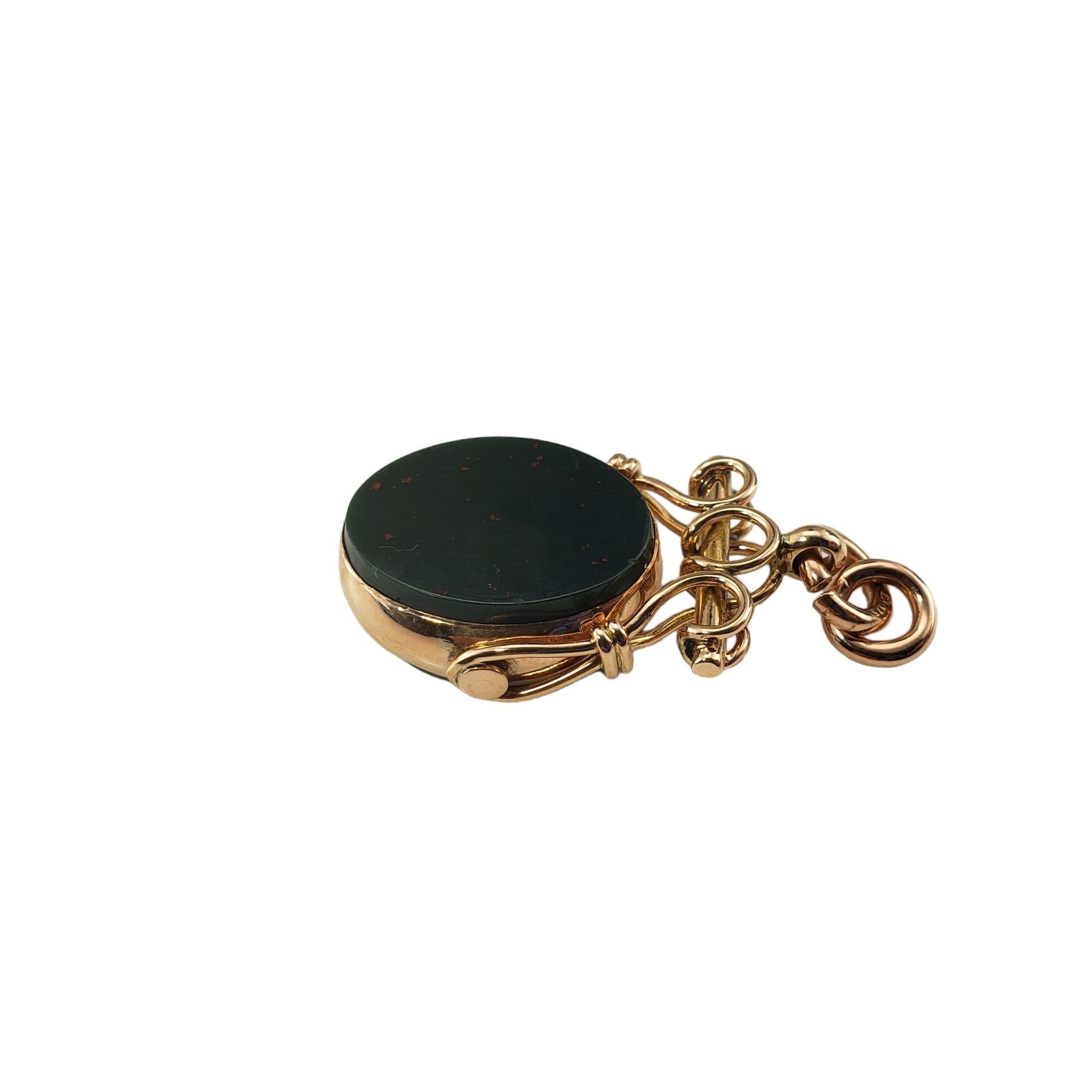 Antique 9 Karat Yellow Gold Carnelian and Bloodstone Spinner Fob #15236 In Good Condition For Sale In Washington Depot, CT