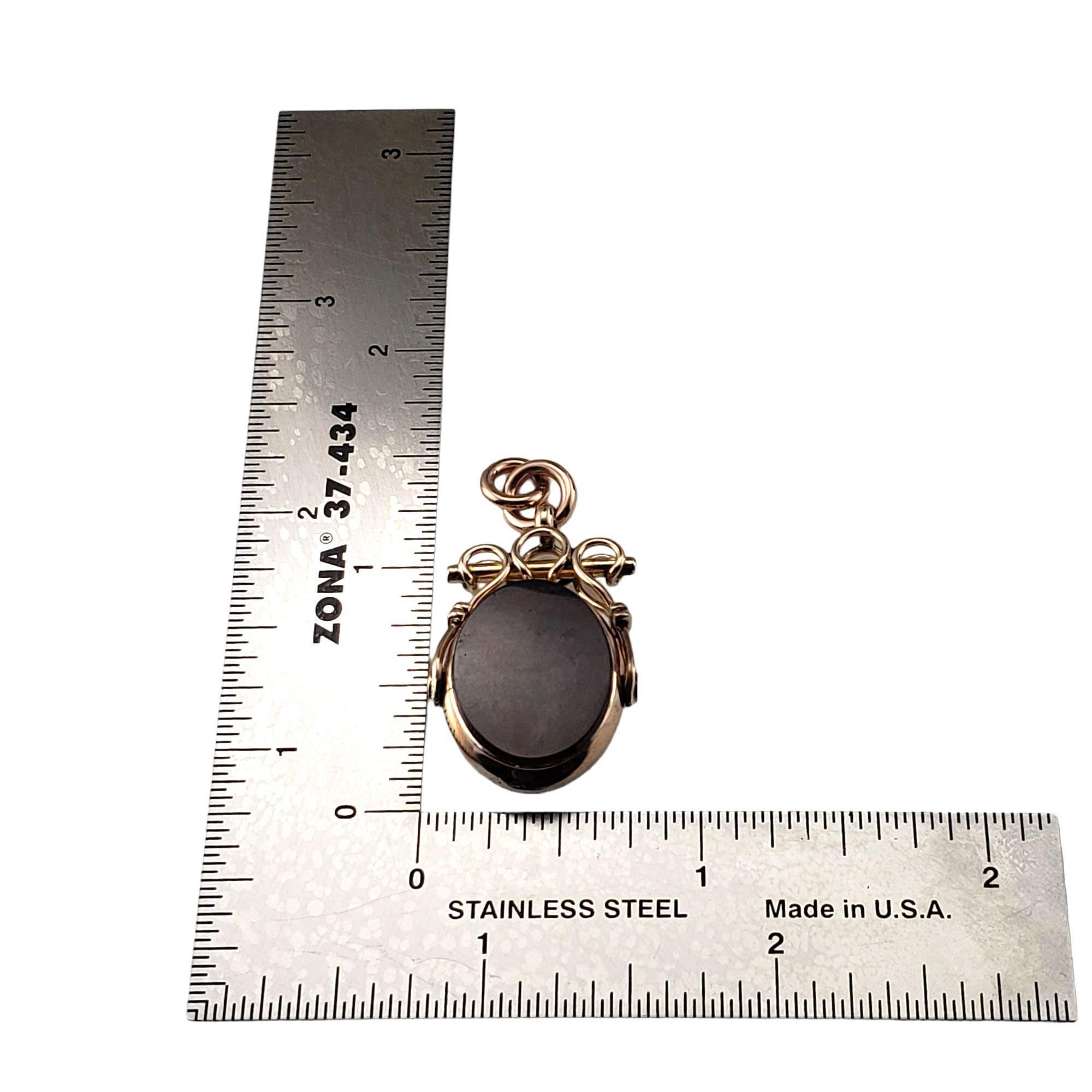 Antique 9 Karat Yellow Gold Carnelian and Bloodstone Spinner Fob #15236 For Sale 4