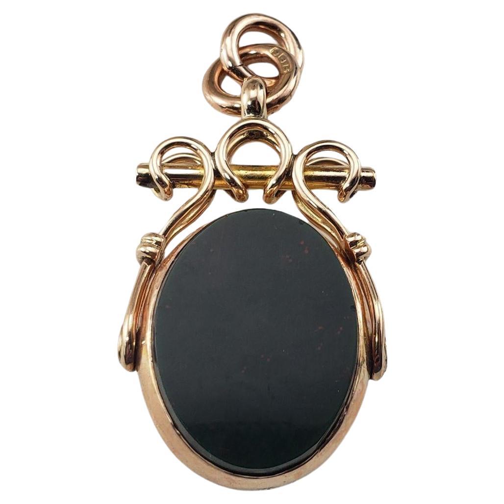 Antique 9 Karat Yellow Gold Carnelian and Bloodstone Spinner Fob #15236 For Sale