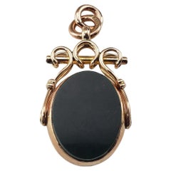 Vintage 9 Karat Yellow Gold Carnelian and Bloodstone Spinner Fob #15236