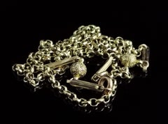Antique 9 Karat Yellow Gold Fancy Link Chain Necklace, Edwardian