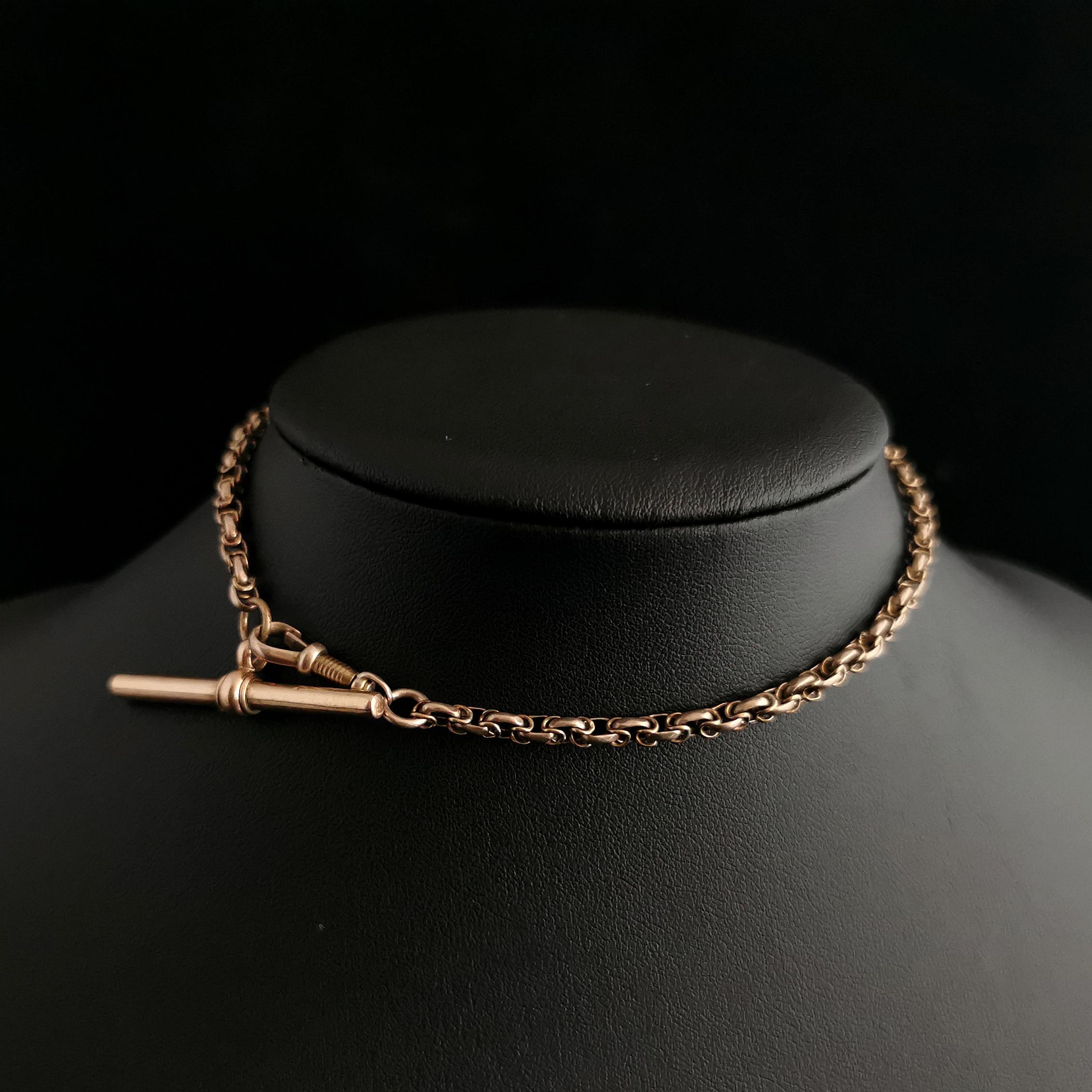 Antique 9 Karat Yellow Gold Fancy Link Watch Chain, Albert Chain 3