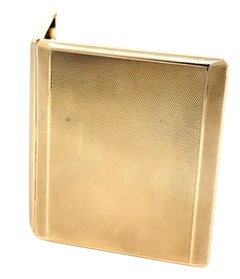 Antique 9 Karat Yellow Gold Hinged Cigarette Case/ Box with Elastic Holder