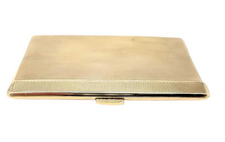 Antique 9 Karat Yellow Gold Hinged Cigarette Case/ Box with Elastic Holder