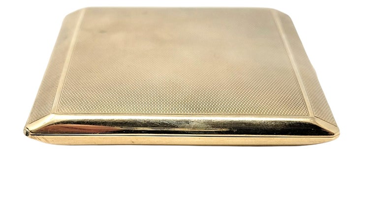 Antique 9 Karat Yellow Gold Hinged Cigarette Case/ Box with Elastic Holder  For Sale at 1stDibs