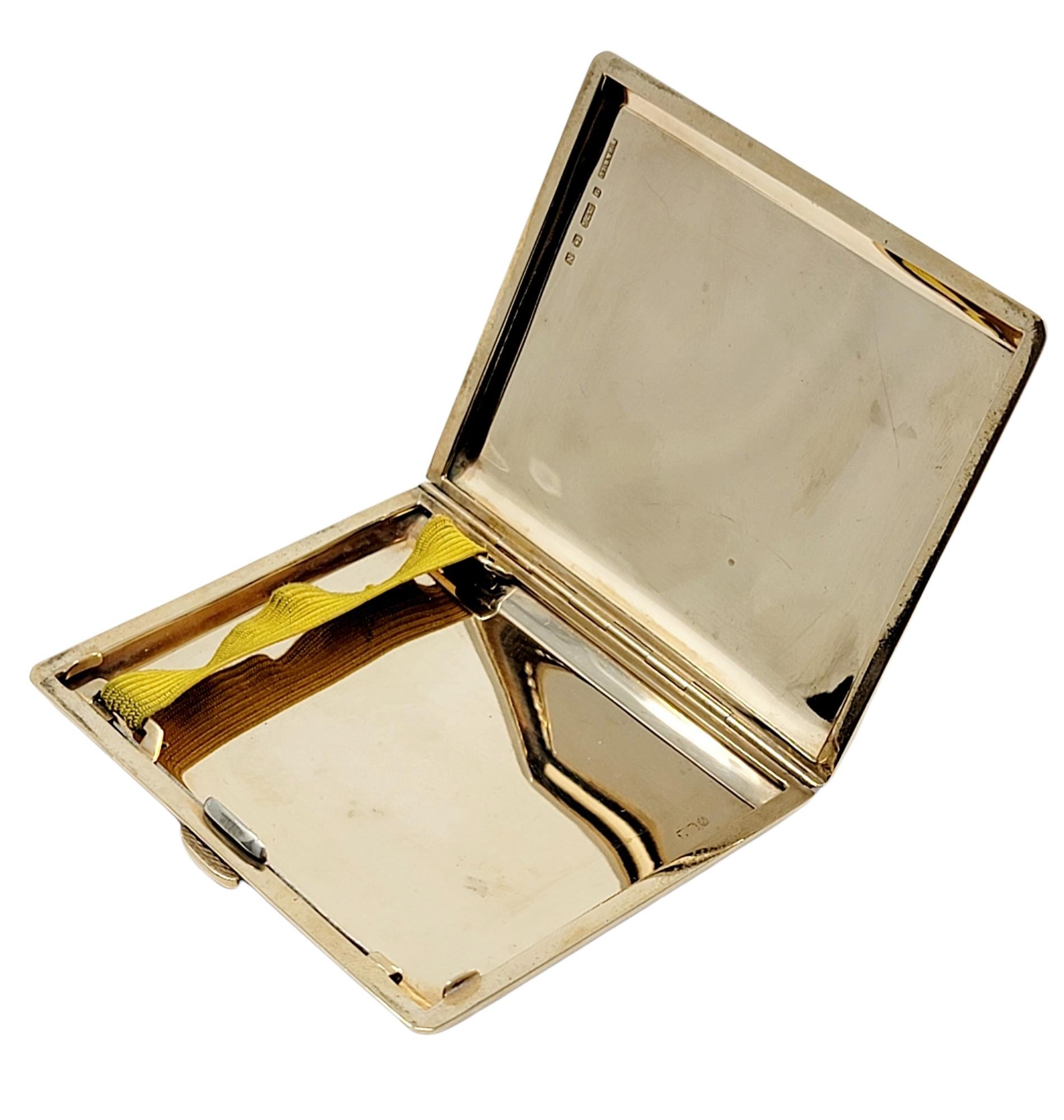 Contemporary Antique 9 Karat Yellow Gold Hinged Cigarette Case/ Box with Elastic Holder 