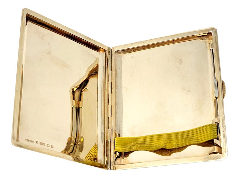 Antique 9 Karat Yellow Gold Hinged Cigarette Case/ Box with Elastic Holder