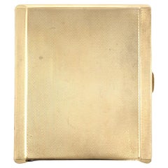 Antique 9 Karat Yellow Gold Hinged Cigarette Case/ Box with Elastic Holder 
