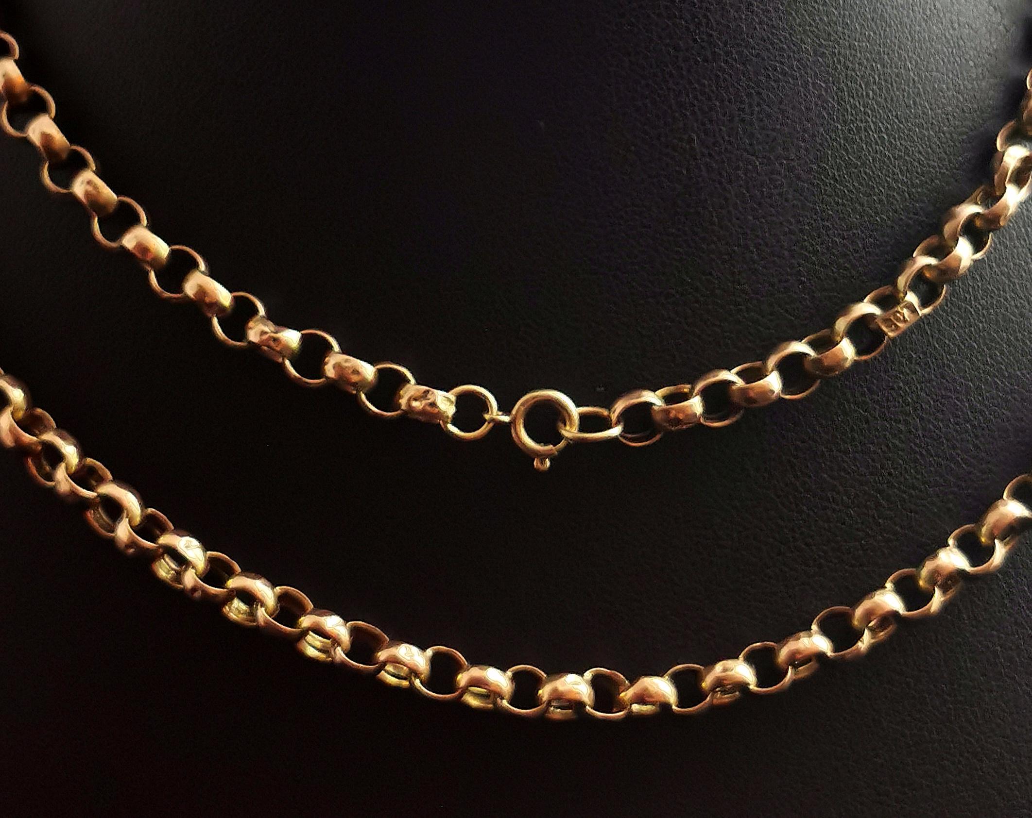 Antique 9 Karat Yellow Gold Rolo Link Chain Necklace 6