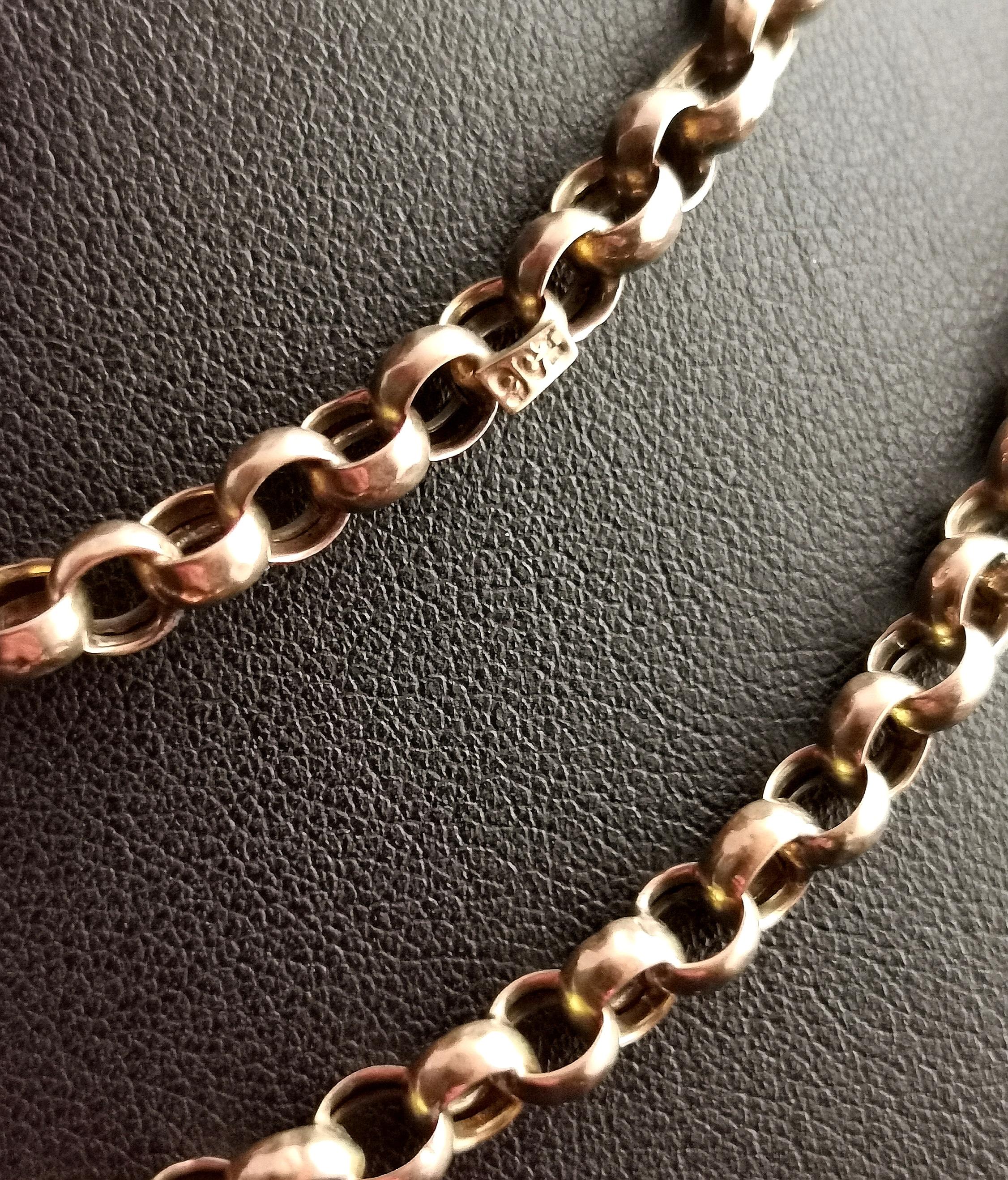 Antique 9 Karat Yellow Gold Rolo Link Chain Necklace 7