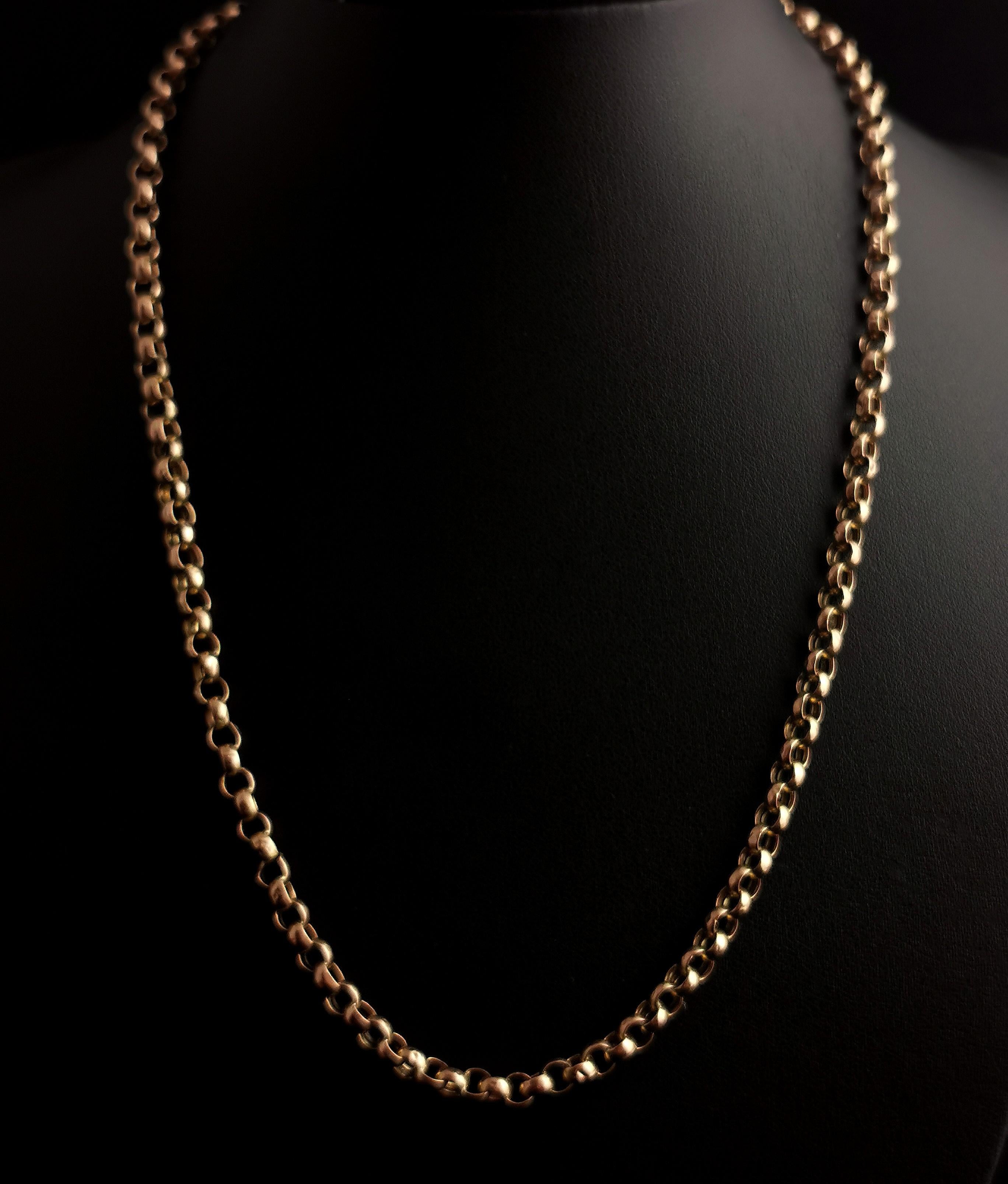 Antique 9 Karat Yellow Gold Rolo Link Chain Necklace 8