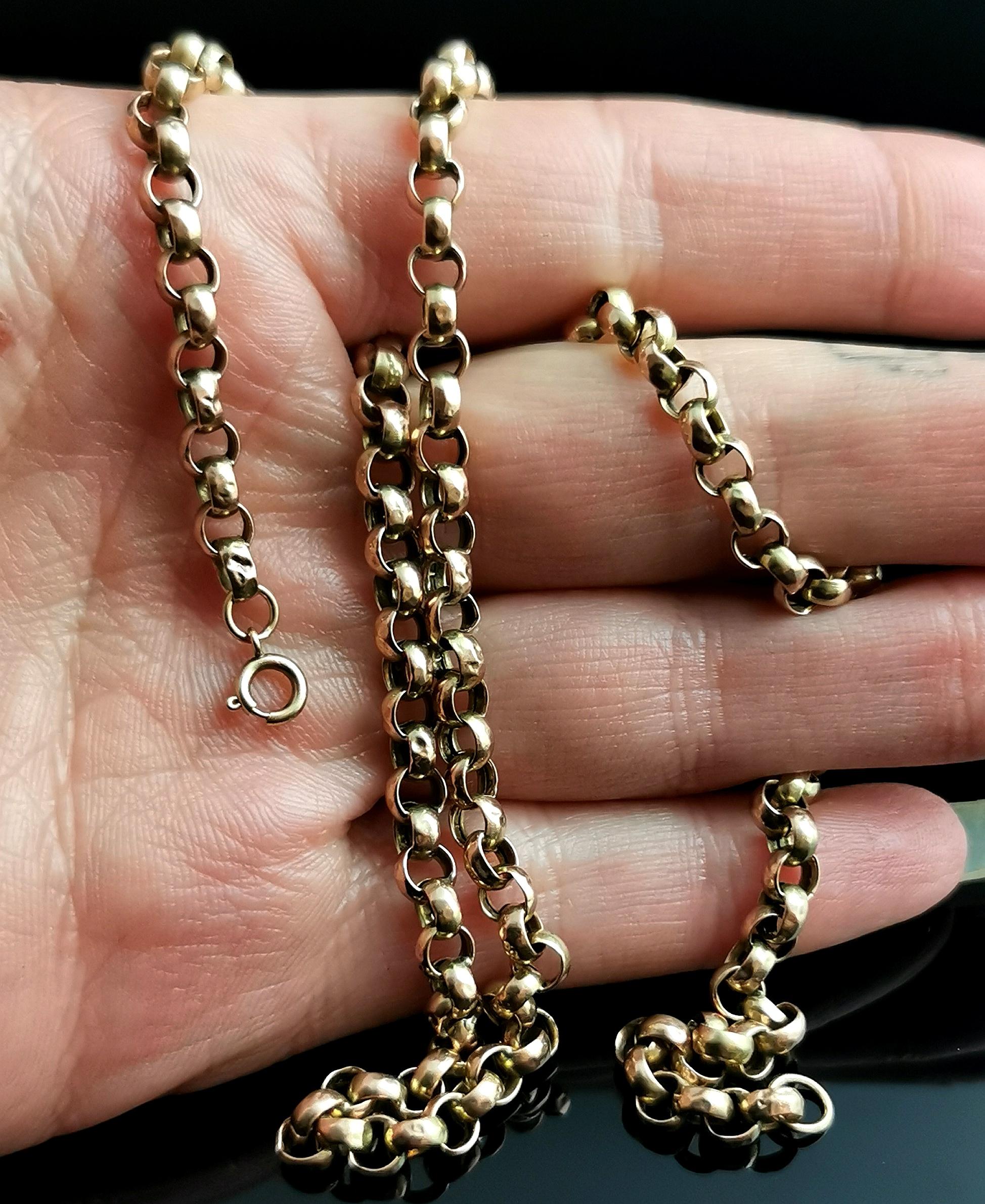 Antique 9 Karat Yellow Gold Rolo Link Chain Necklace 9