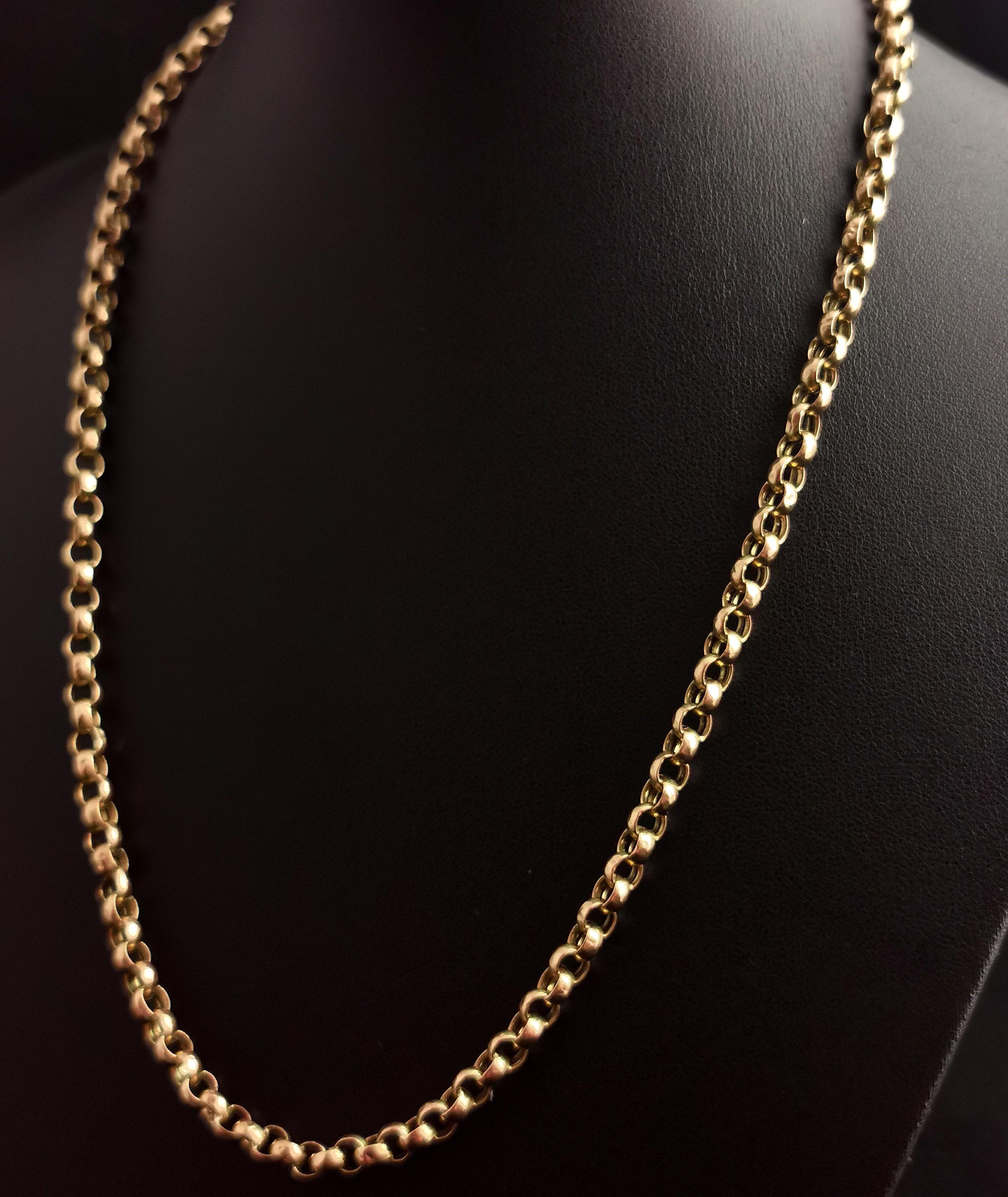 Antique 9 Karat Yellow Gold Rolo Link Chain Necklace 1