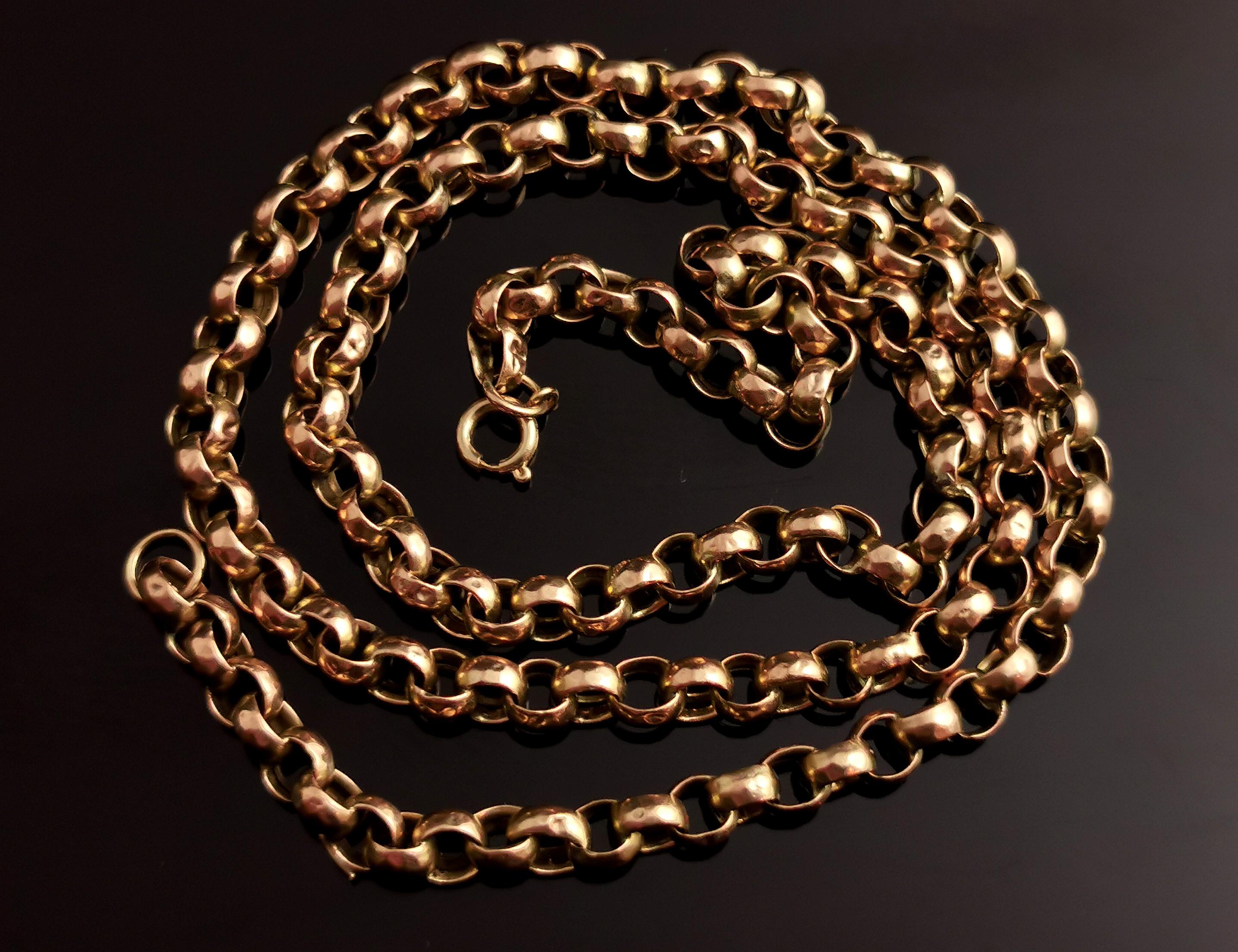 Antique 9 Karat Yellow Gold Rolo Link Chain Necklace 2