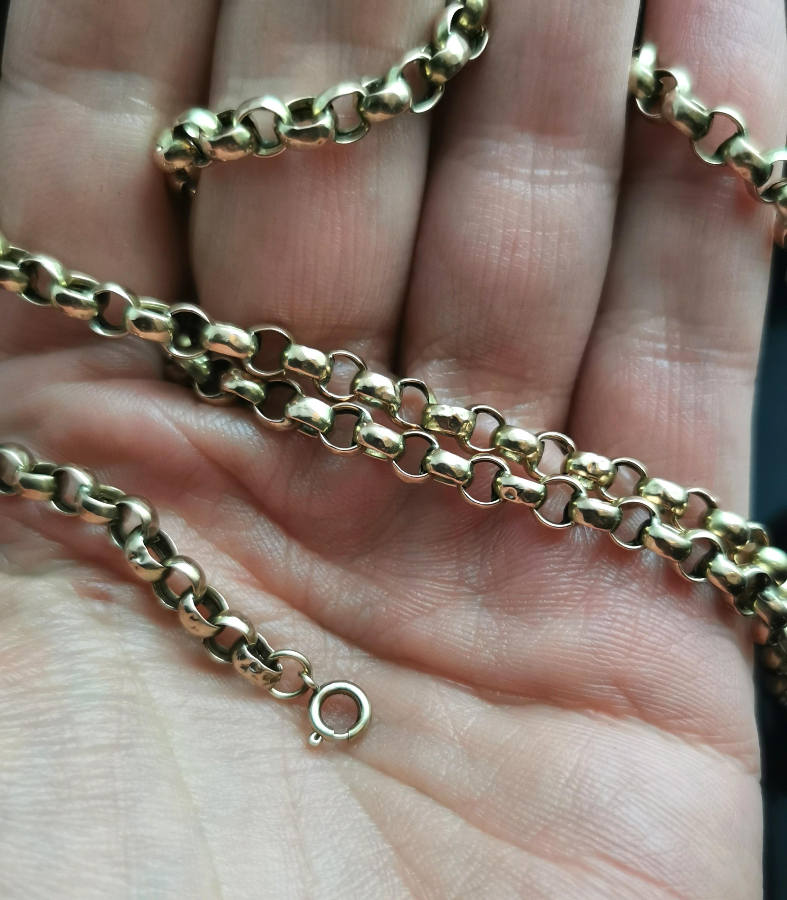 Antique 9 Karat Yellow Gold Rolo Link Chain Necklace 3